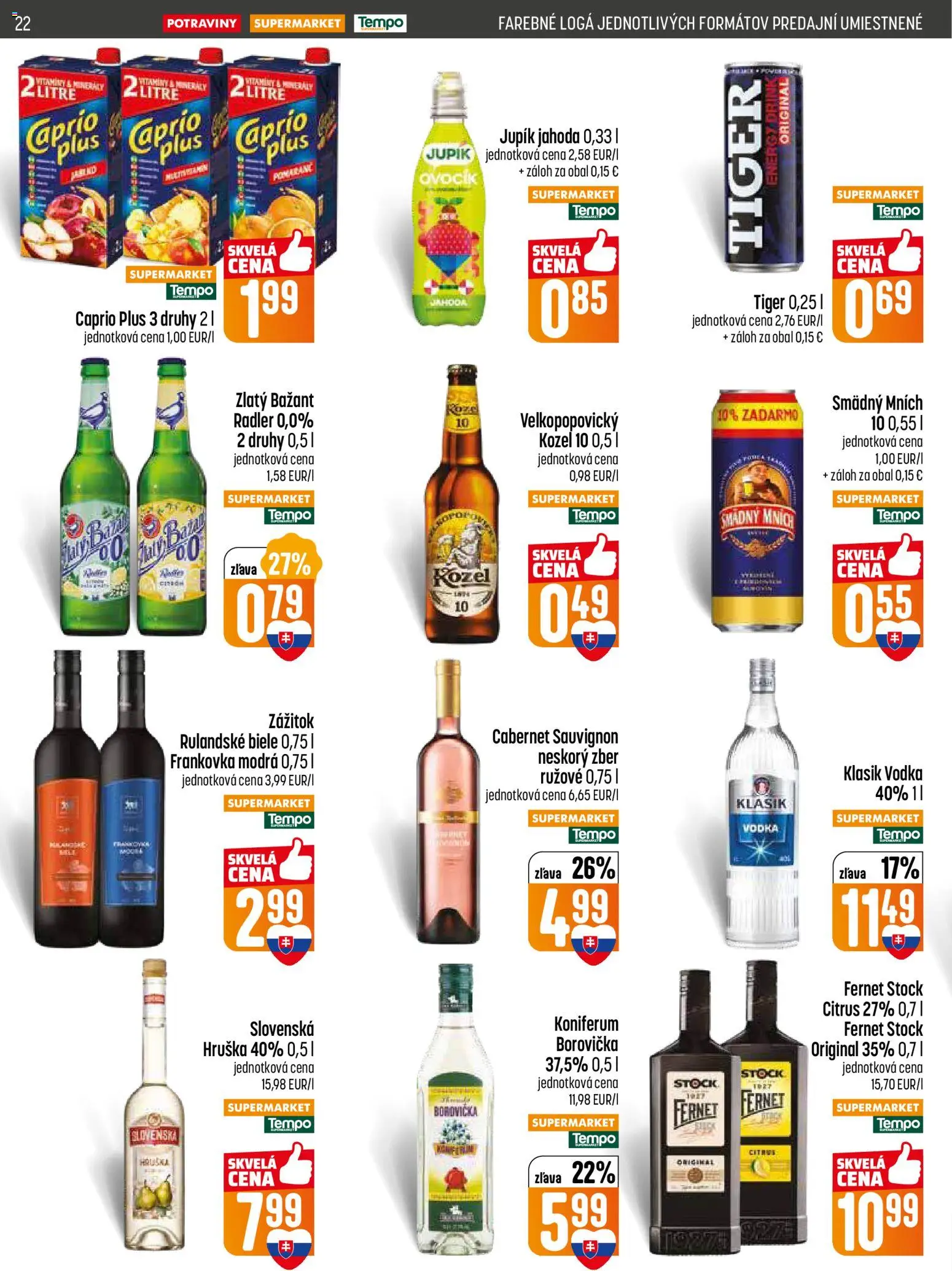 Nové COOP Jednota akcie – leták je platný od 15.01.2026 | Strana: 22 | Produkty: Koniferum, Zlatý Bažant, Smädný Mních, Fernet