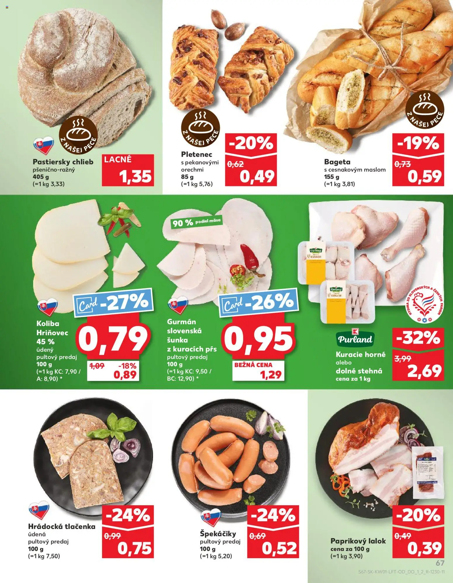 Nové Kaufland akcie – leták je platný od 02.01.2026 | Strana: 67 | Produkty: Chlieb, Šunka, Pec