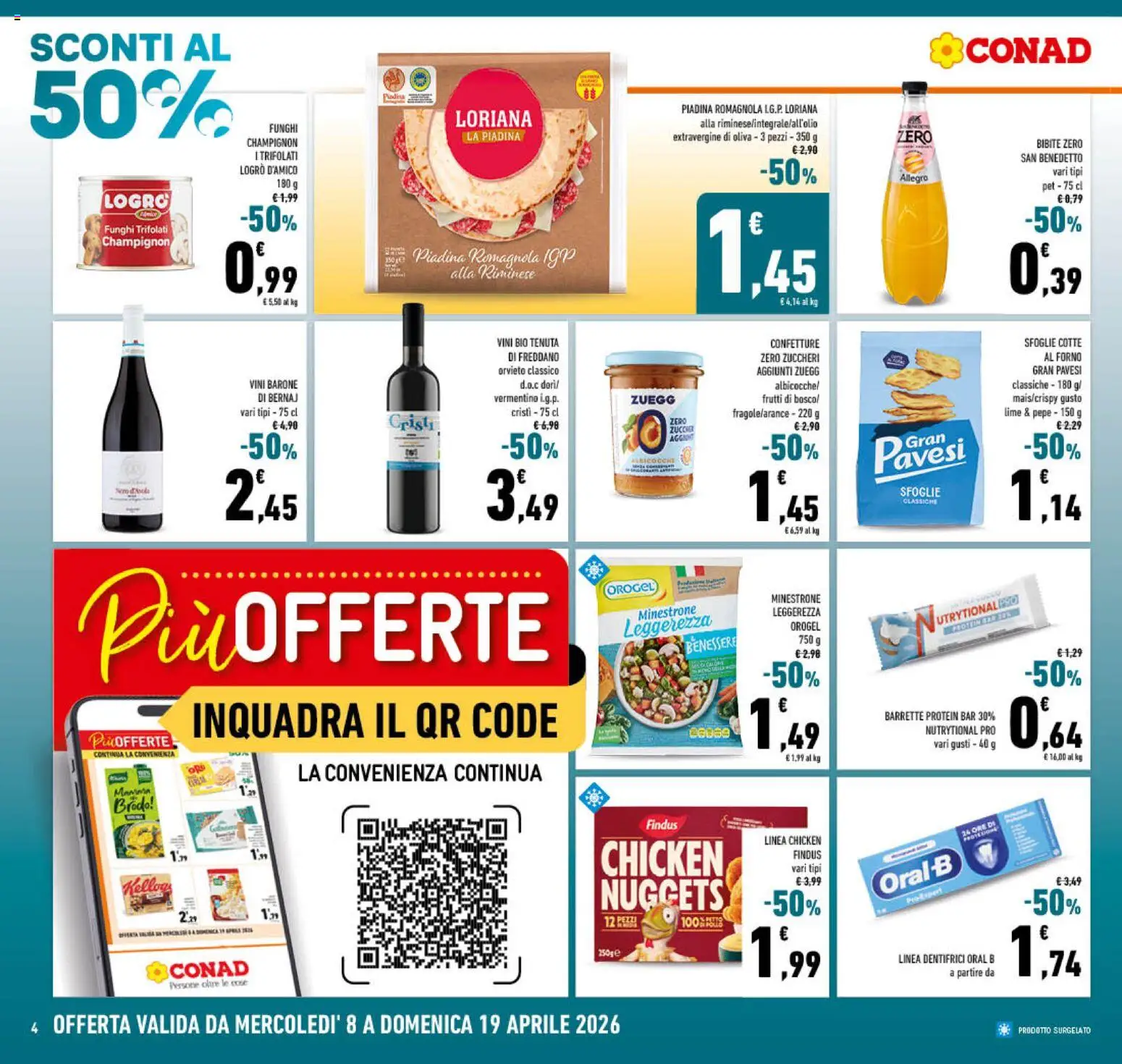 Volantino Conad del 08.04.2026 | Pagina: 4 | Prodotti: Nuggets, Pepe, Lime, Bibite