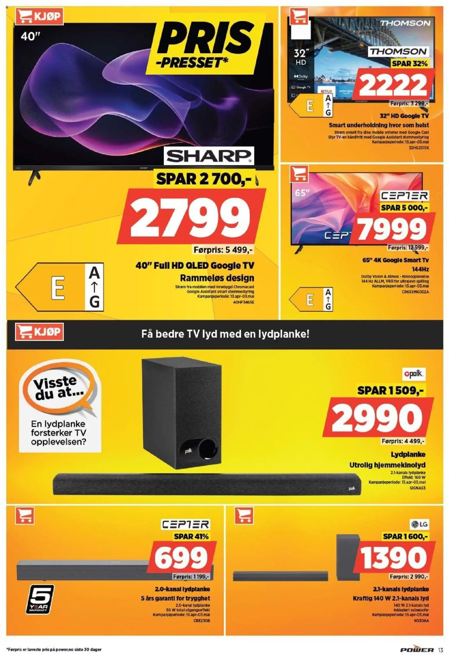 {H1} | Side: 13 | Produkter: Forsterker, Tv, Lyd