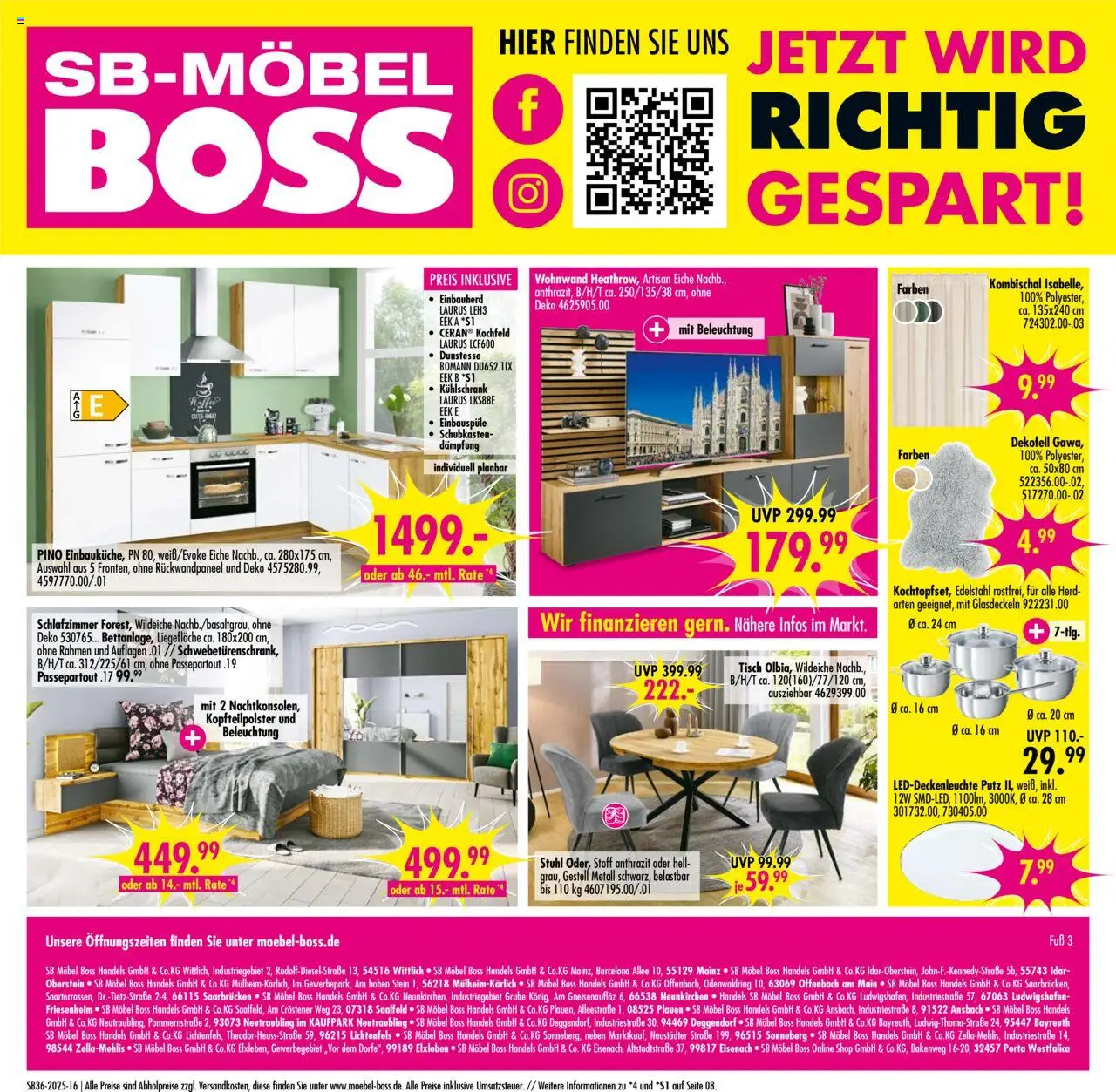 SB Möbel Boss Prospekt Sonneberg	 - gültig ab dem 30.08.2025 | Seite: 16 | Produkte: Wohnwand, Stuhl, Kühlschrank, Kochfeld