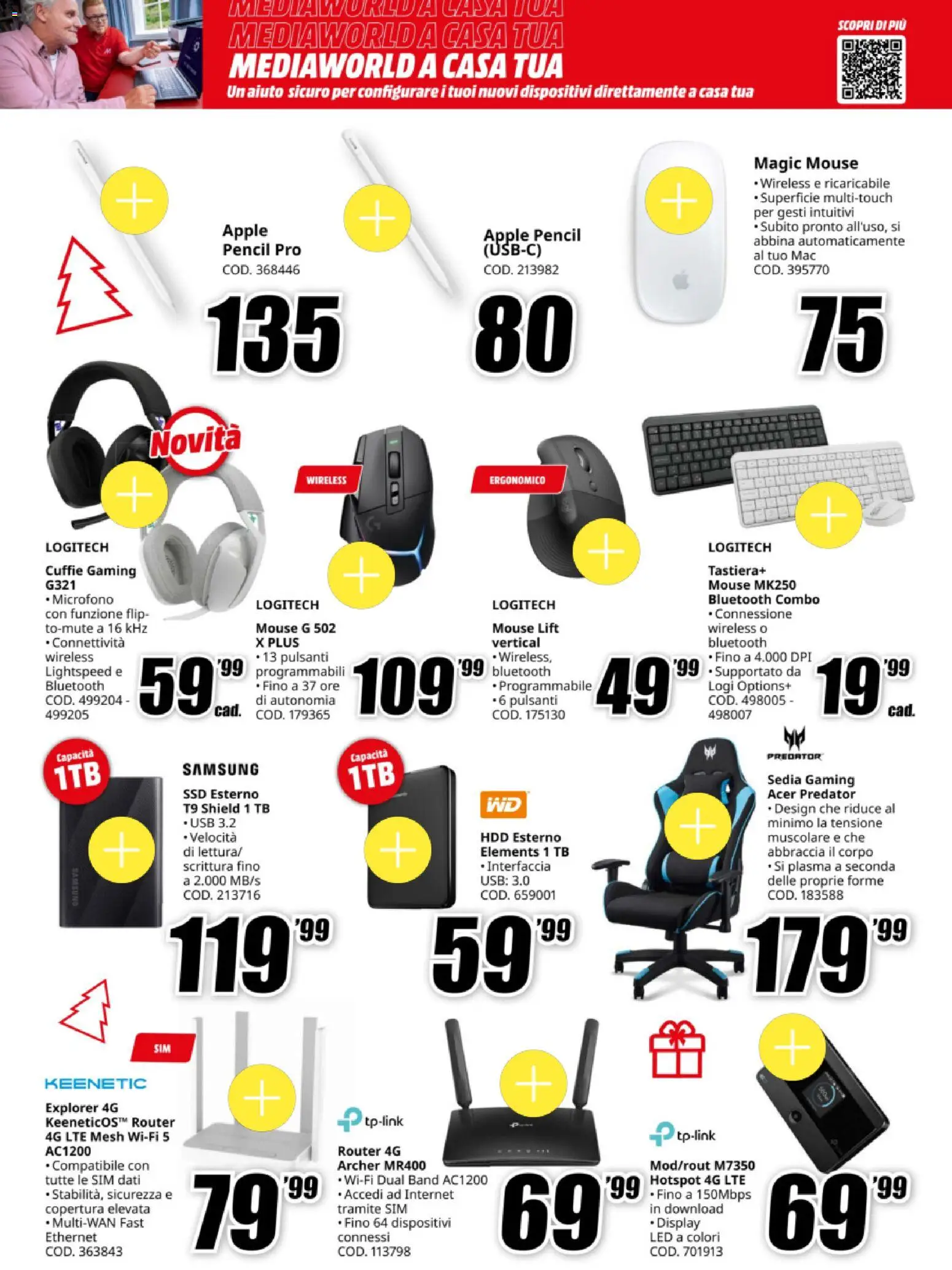 Volantino Media World del 15.12.2025 | Pagina: 16 | Prodotti: Router, Mouse, Tastiera, Microfono