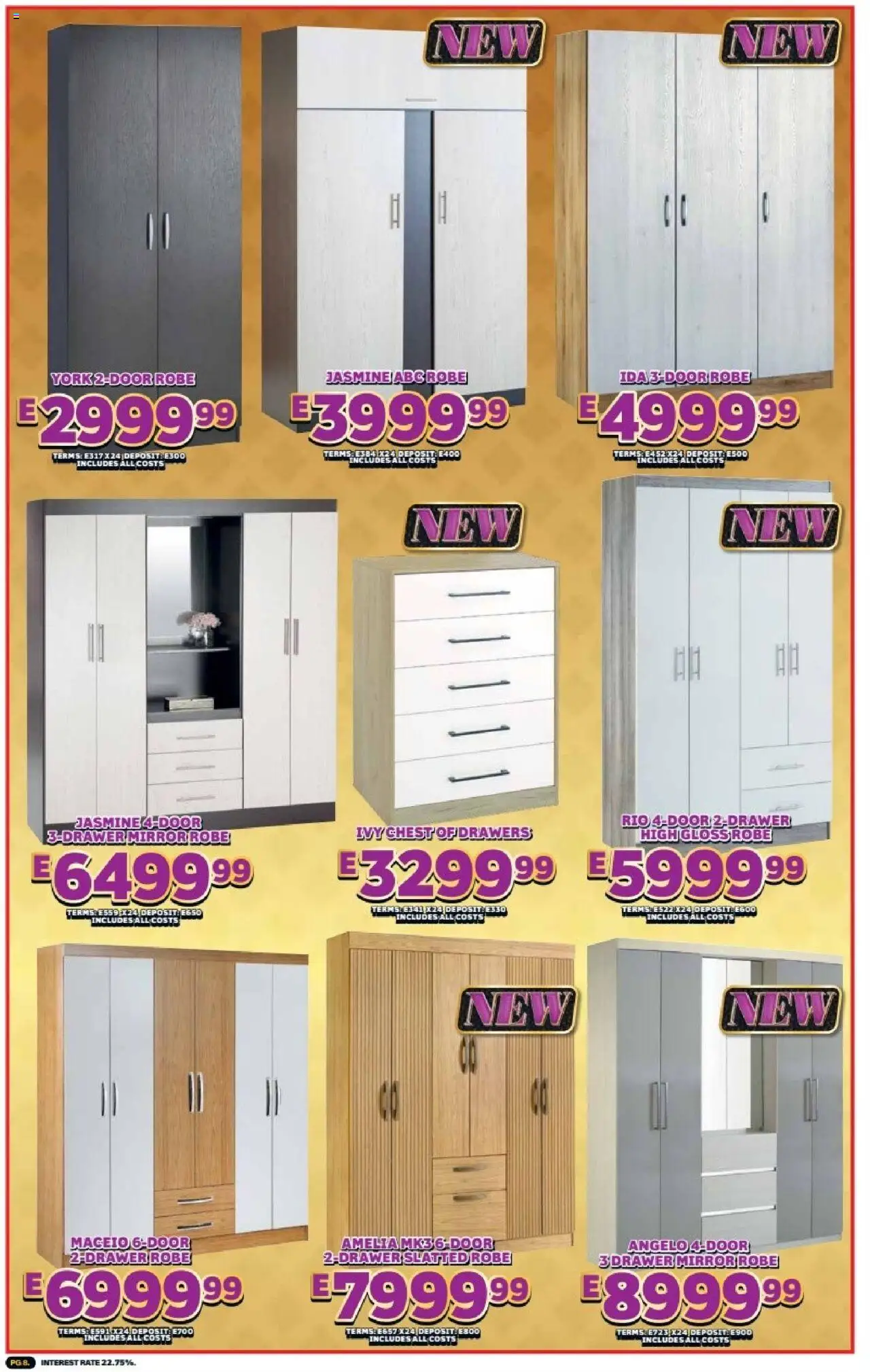 New Lewis Stores catalogue – valid from 01.10.2025 | Page: 8 | Products: Gloss, Chest of drawers, Mirror