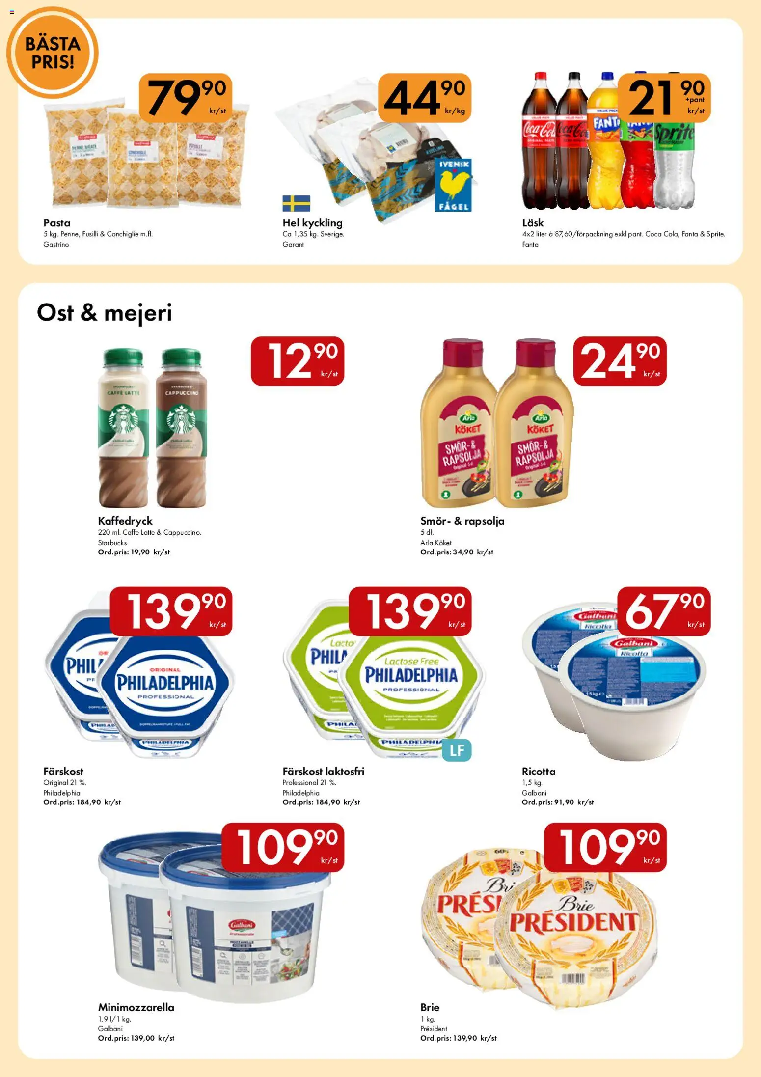 Snabbgross reklamblad aktuell från 23.03.2026 | Sida: 4 | Produkter: Sprite, Smör, Ost, Pasta