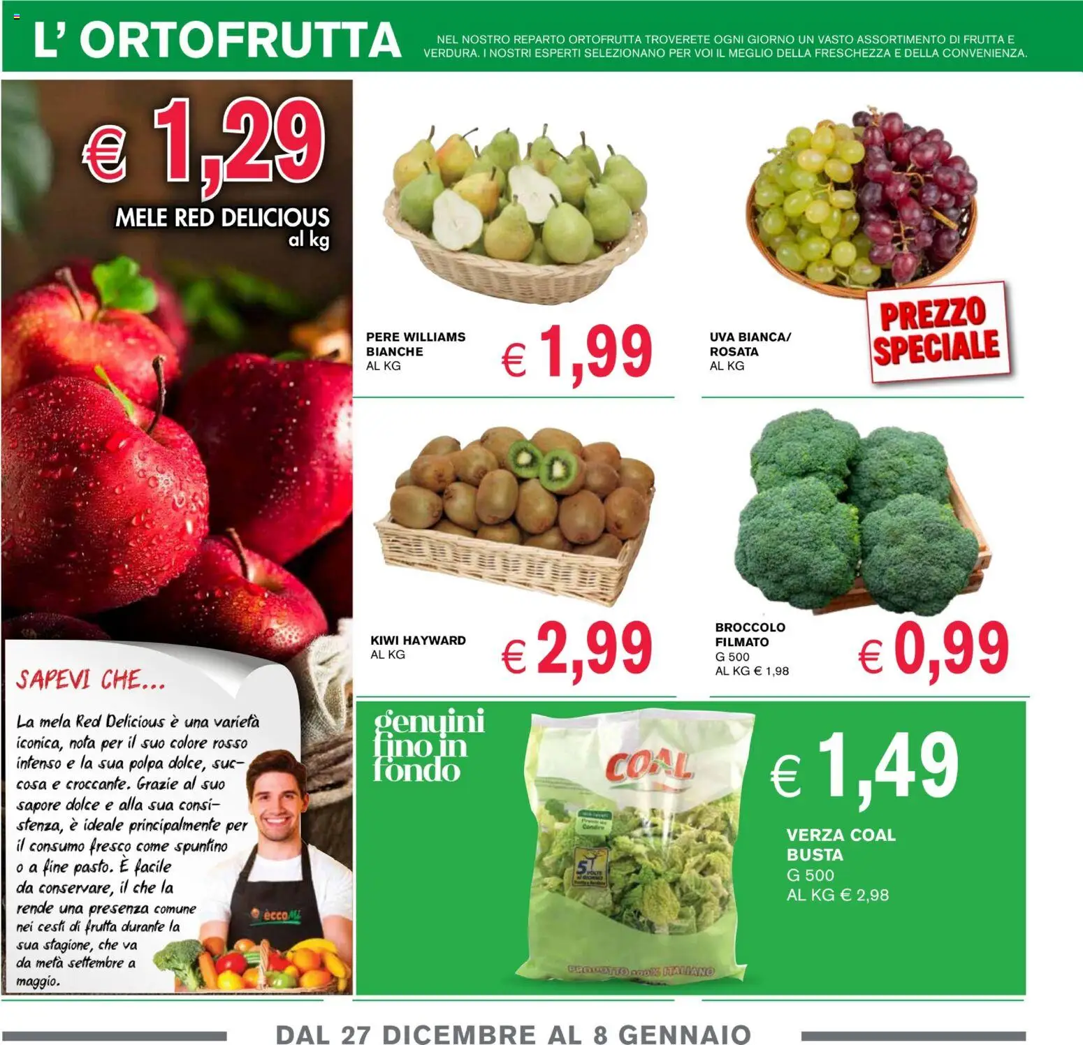 Volantino Coal del 27.12.2025 | Pagina: 2 | Prodotti: Mele, Kiwi, Frutta, Uva