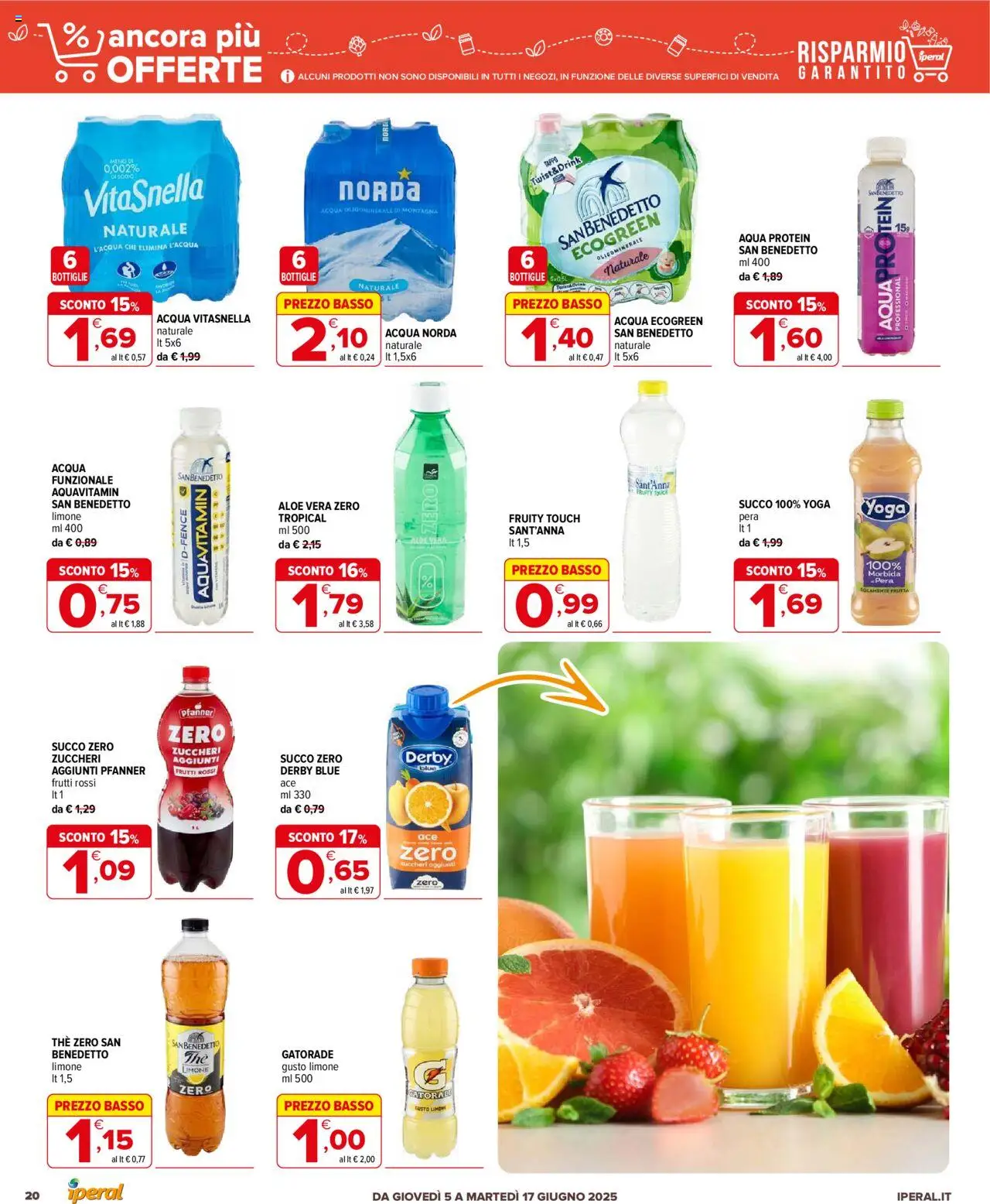 Volantino Iperal del 05.06.2025 | Pagina: 20 | Prodotti: Succo, Acqua, Frutta, Pera