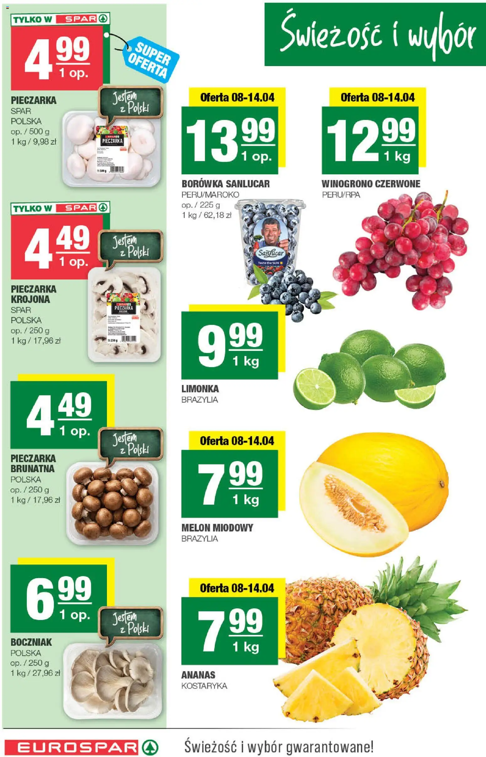 Spar gazetka - Eurospar od 08.04.2026 | Strona: 2 | Produkty: Limonka, Melon, Winogrono, Ananas