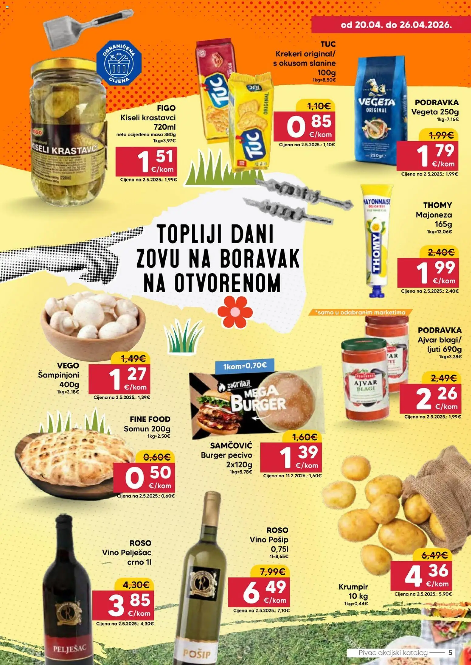 Pivac katalog | vrijedi od 20.04.2026 | Stranica: 5 | Proizvodi: Podravka, Ajvar, Šampinjoni, Krumpir