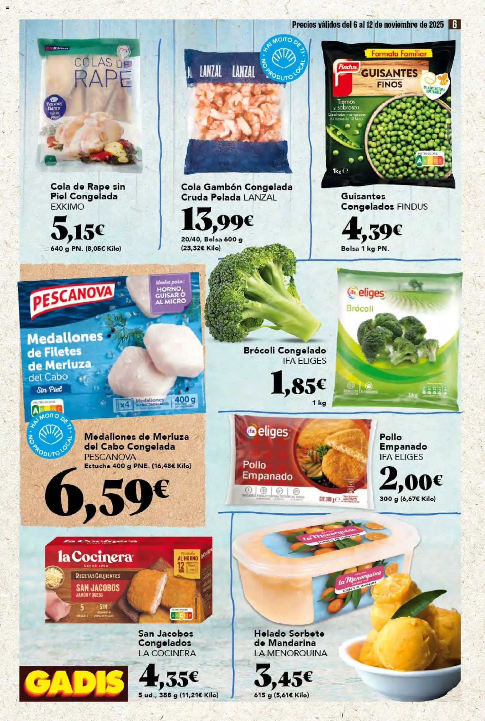 Gadis - folleto │ válido desde el 06.11.2025 | Página: 6 | Productos: Medallones, Jamón, Pescado, Helado