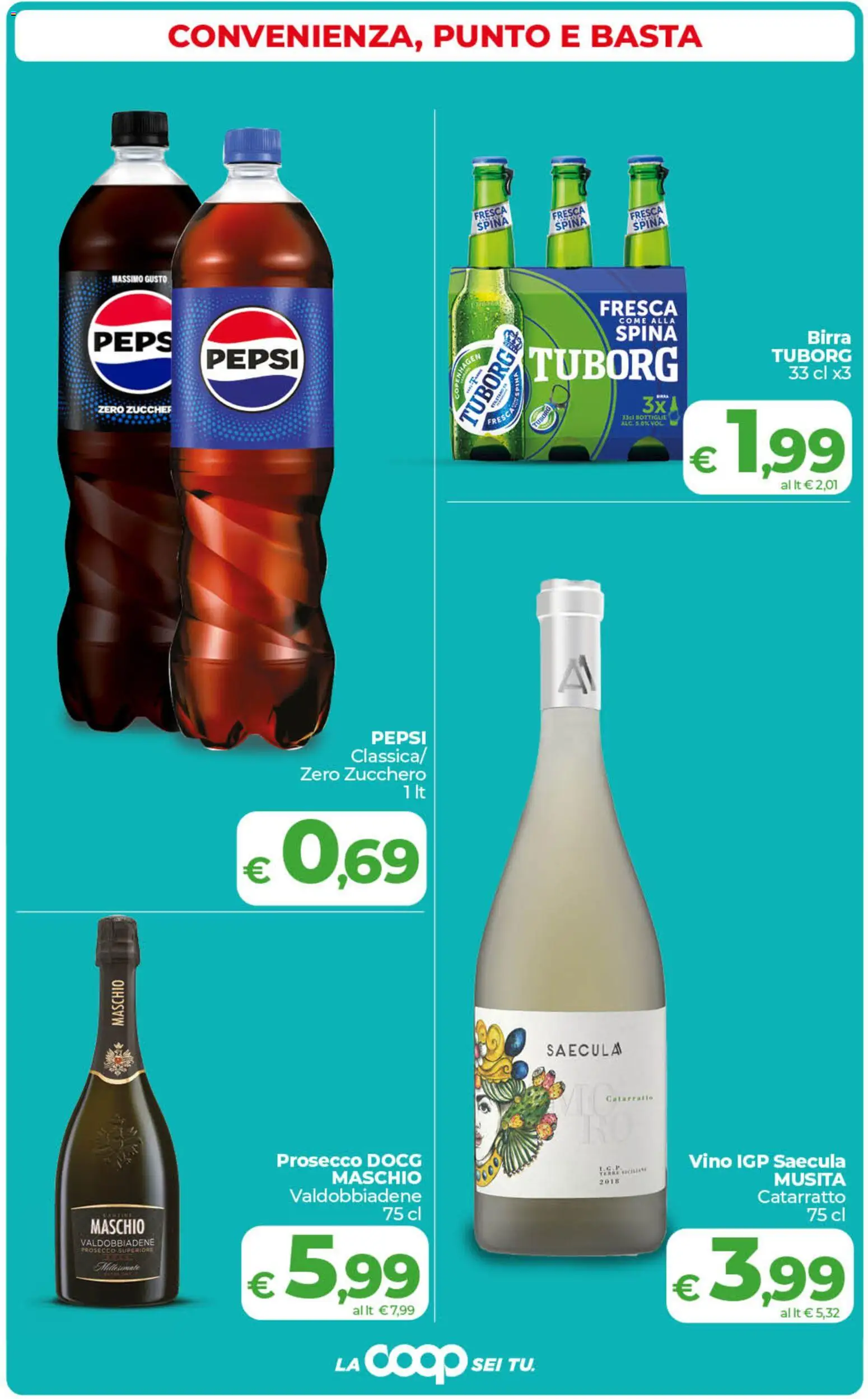 Volantino COOP del 06.03.2026 | Pagina: 4 | Prodotti: Birra, Prosecco, Zucchero, Vino