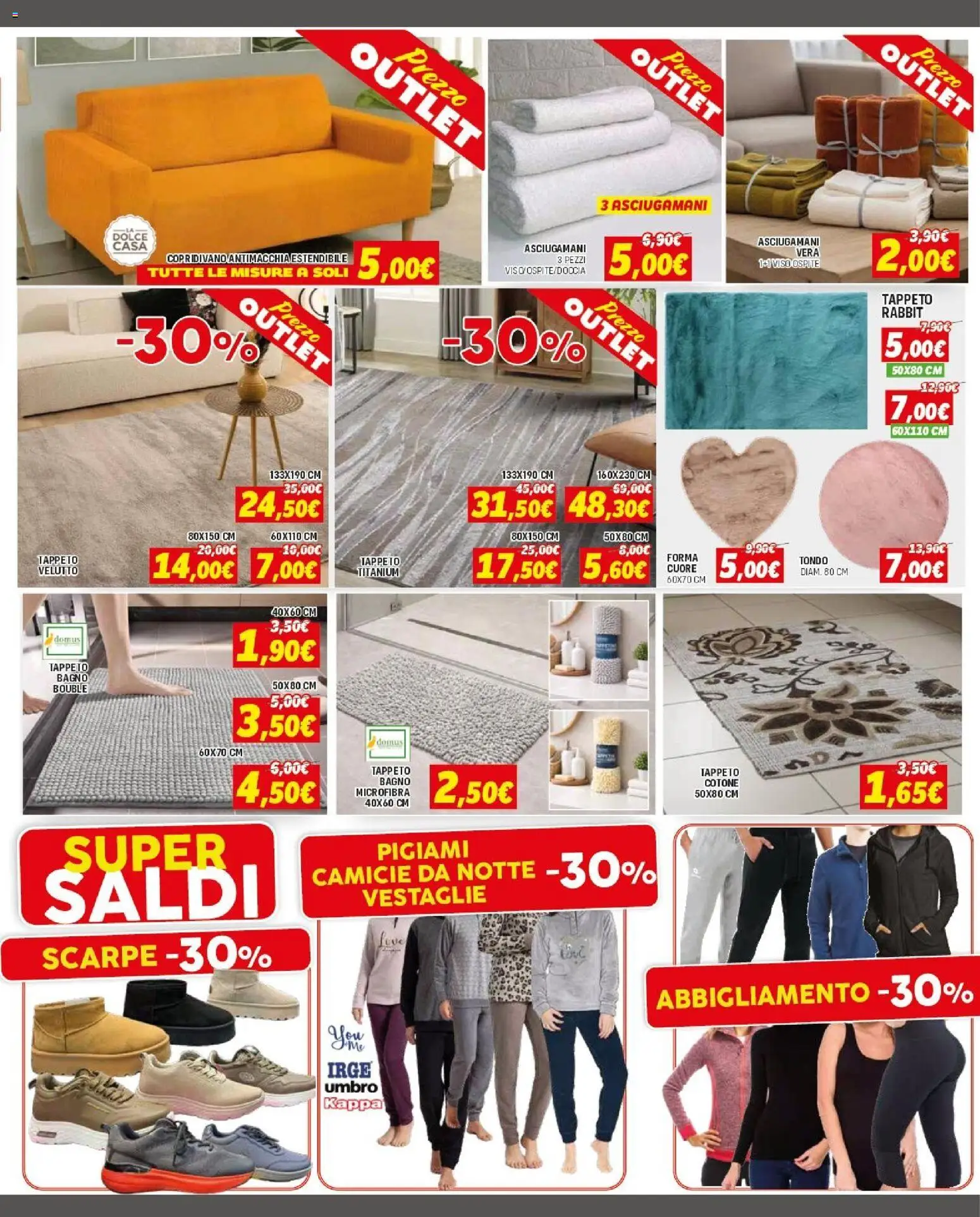 Volantino Orizzonte del 15.01.2026 | Pagina: 3 | Prodotti: Copridivano, Scarpe, Bagno, Tappeto