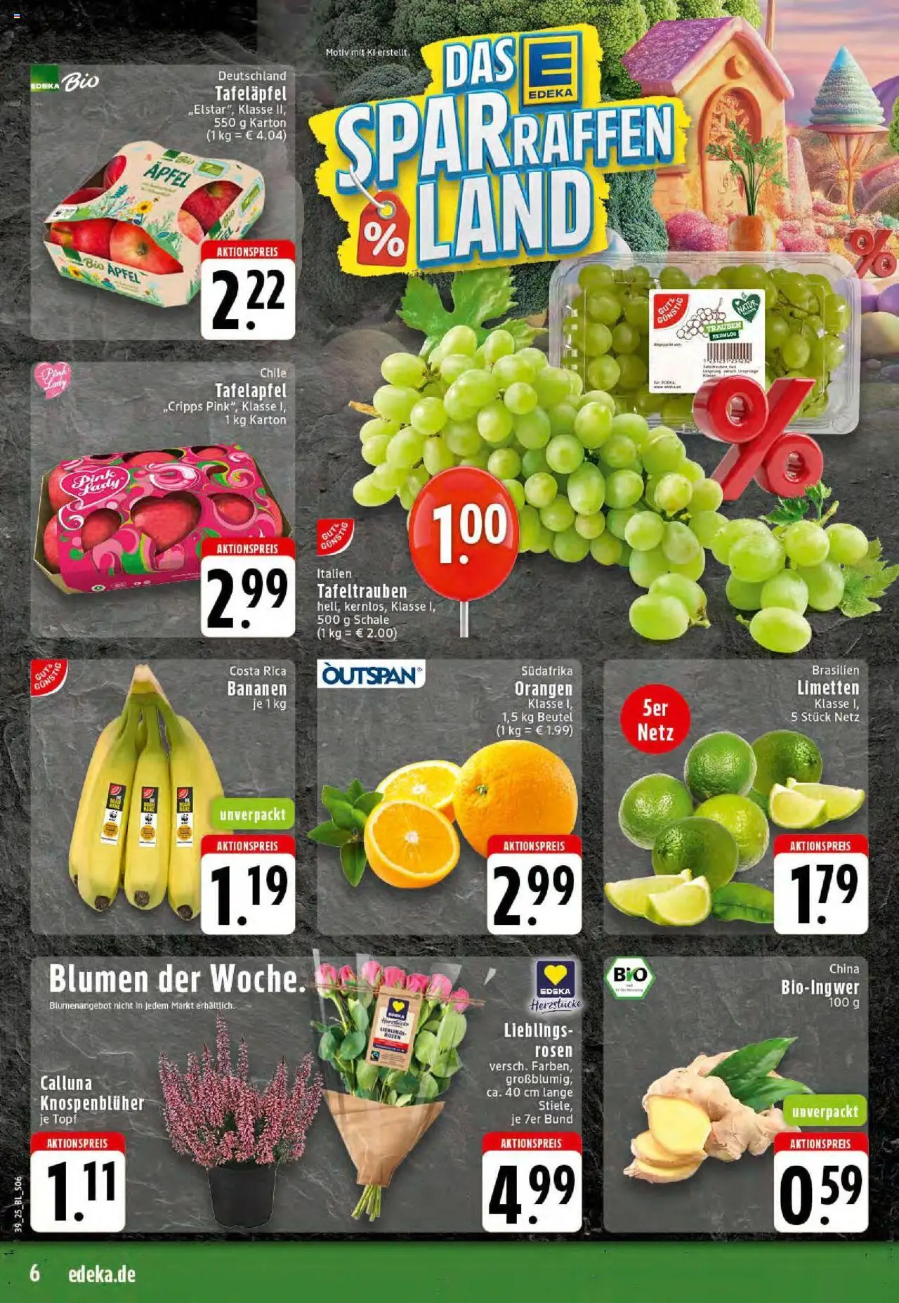 Edeka prospekt Dortmund-Eving	 – gültig ab 21.09.2025 | Seite: 6 | Produkte: Limetten, Blumen, Bananen, Orangen