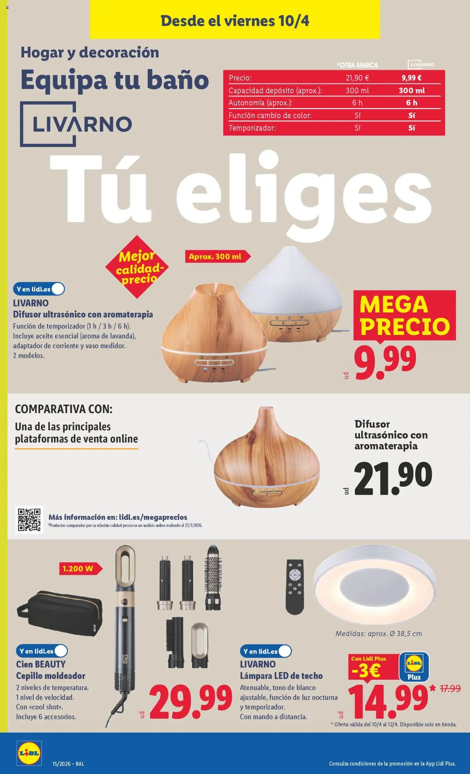 Lidl folleto de bazar │ válido desde el 06.04.2026 | Página: 12 | Productos: Cepillo moldeador, Aceite, Baño, Lámpara