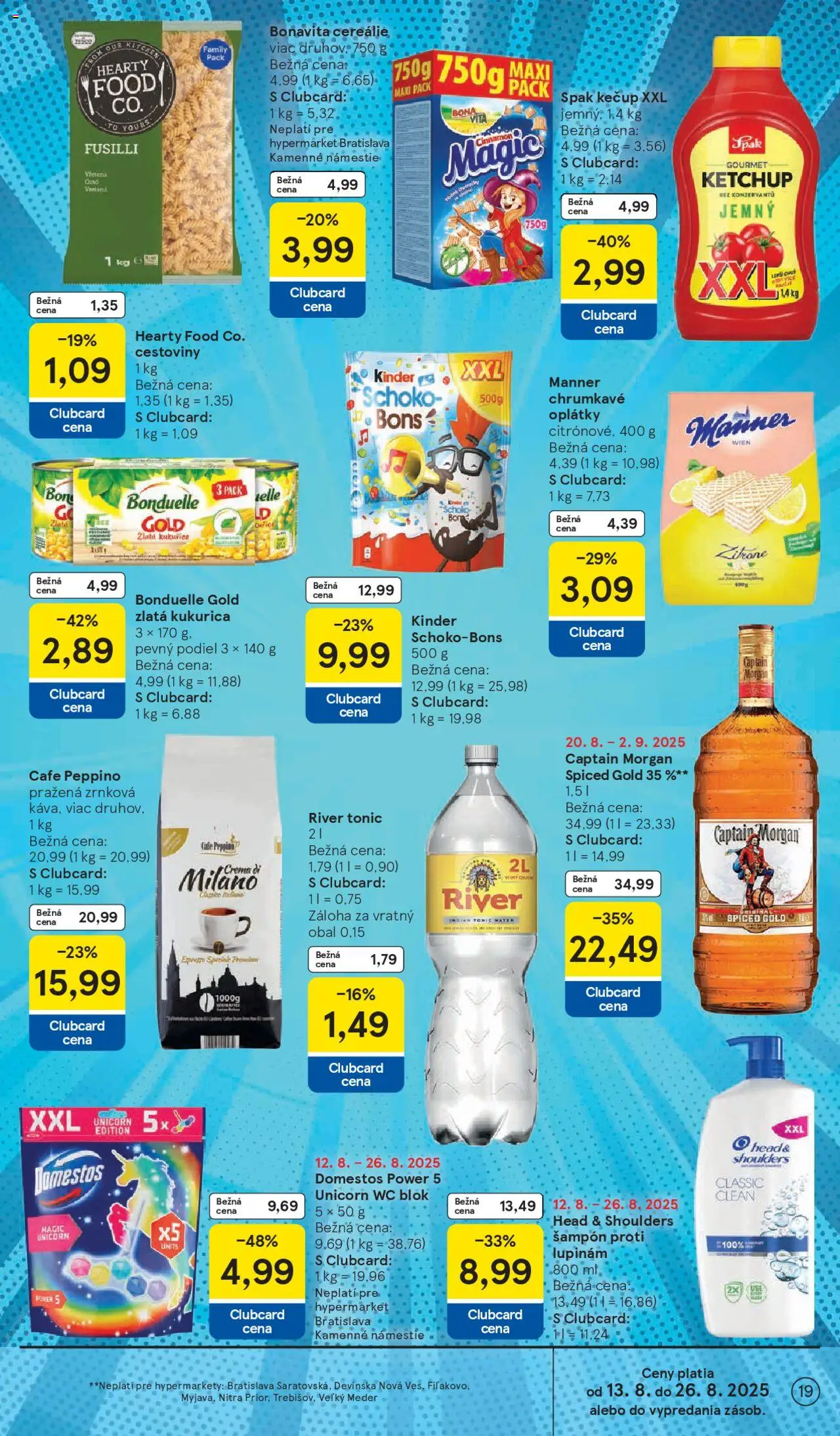 Tesco Hypermarket - leták │ platný od 20.08.2025 | Strana: 19 | Produkty: Cestoviny, Kukurica, Rum, Head & Shoulders