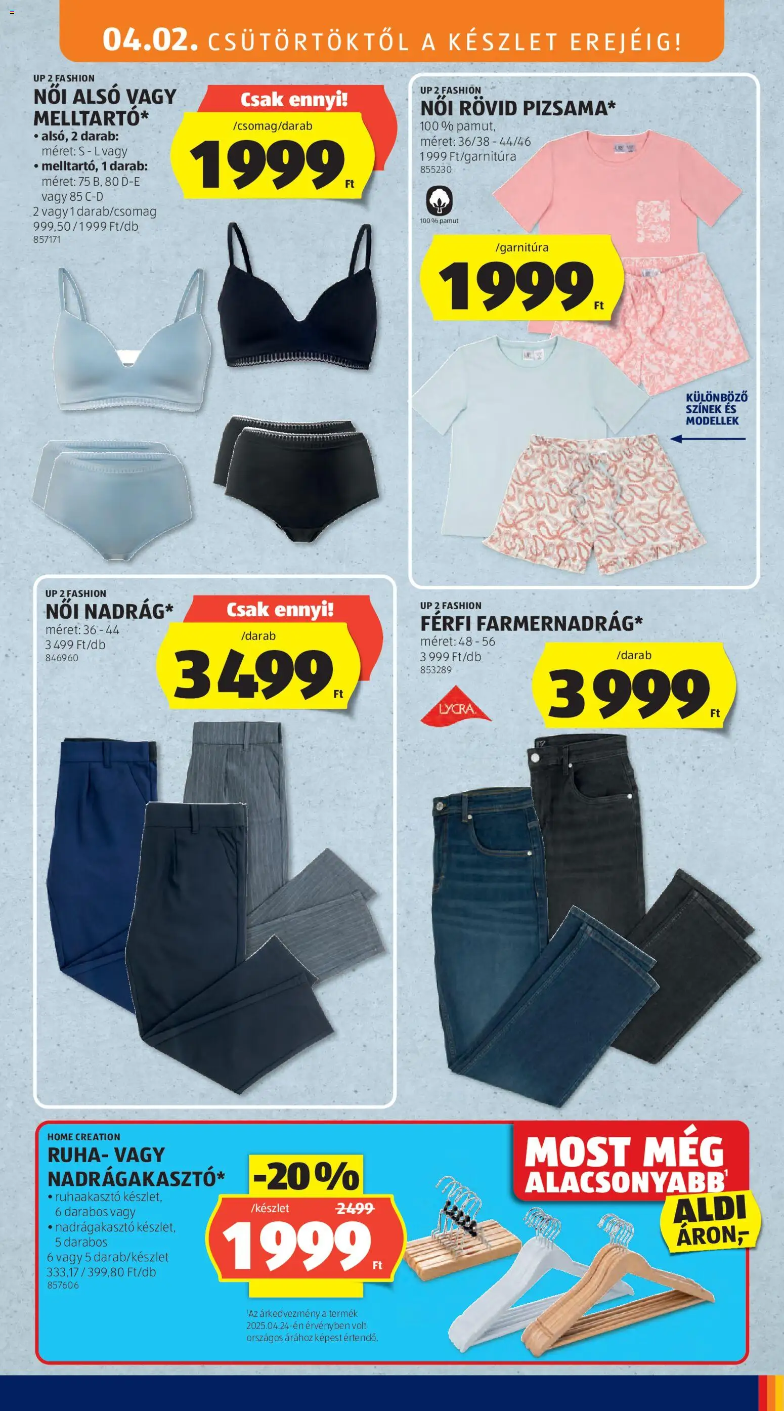 Aldi akciós ujság - amely érvényes a következő dátumtól: 02.04.2026 | Oldal: 27 | Termékek: Női alsó, Ruha