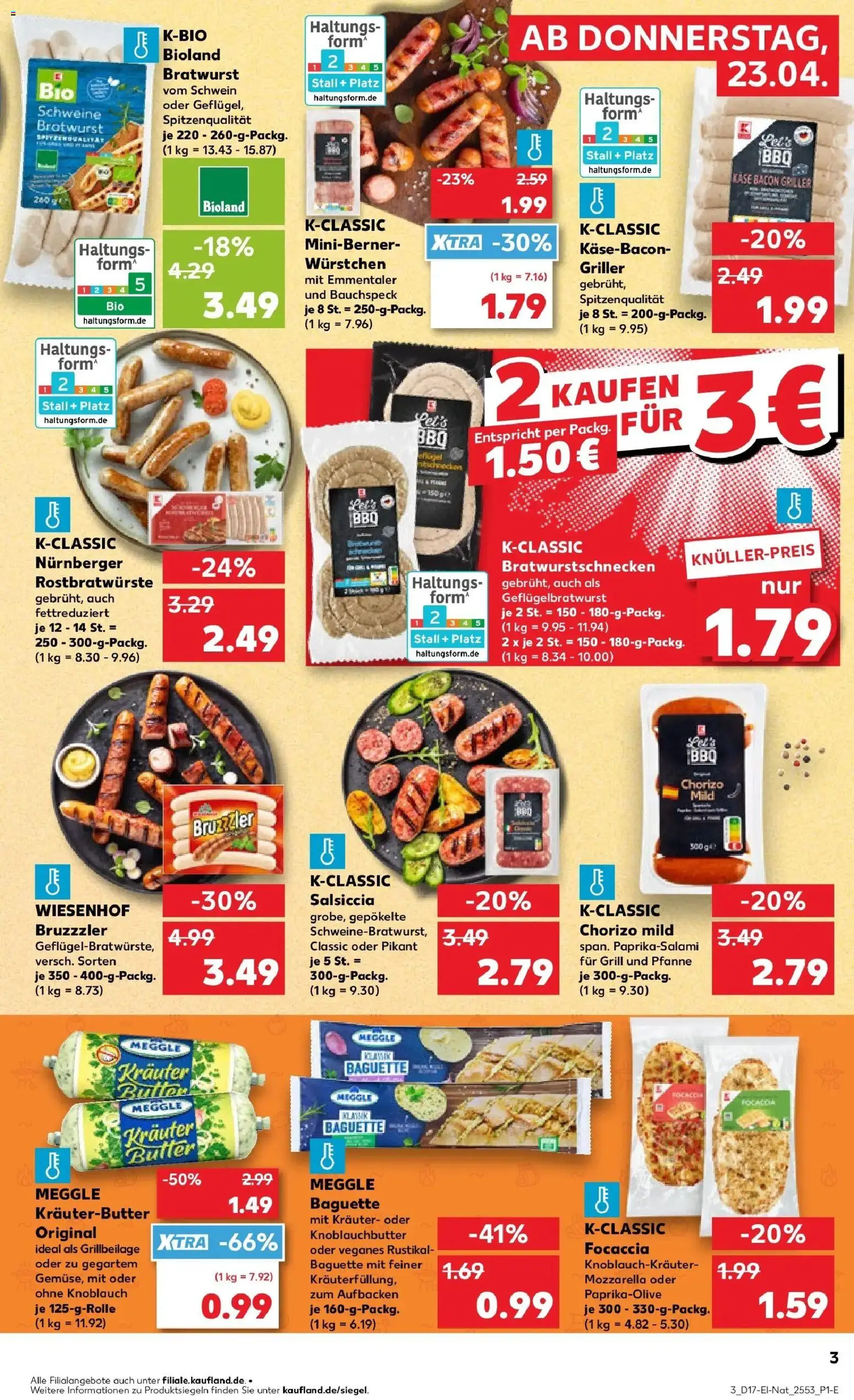 Kaufland Prospekt Frankfurt Am Main	 – gültig ab 23.04.2026 | Seite: 3 | Produkte: Grill, Butter, Käse, Baguette