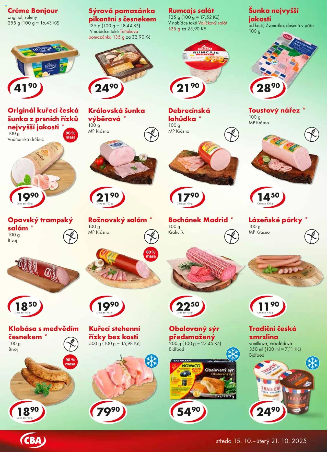 CBA leták - Premium od 15.10.2025 | Strana: 3 | Produkty: Sýr, Salát, Klobása, Pomazánka