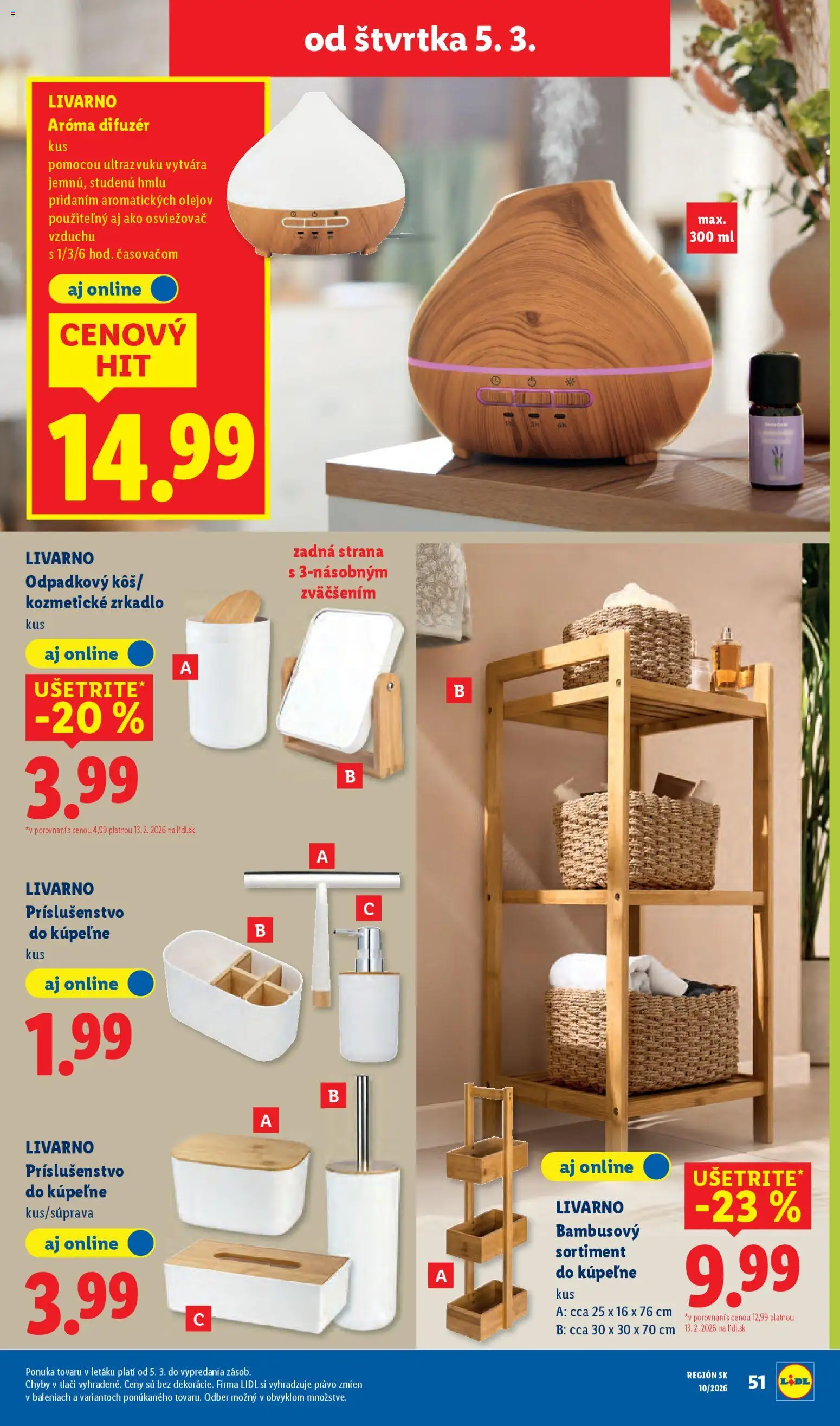 Nové Lidl akcie – leták je platný od 05.03.2026 | Strana: 35 | Produkty: Difúzer, Aroma difúzer, Zrkadlo, Osviežovač vzduchu