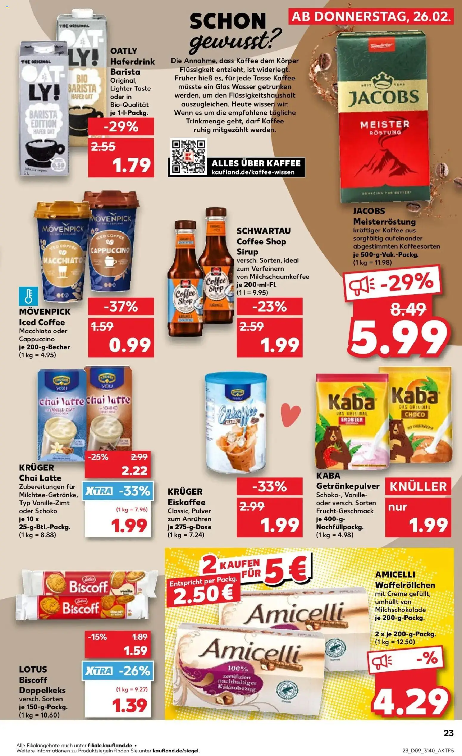 Kaufland prospekt Taucha	 – gültig ab 26.02.2026 | Seite: 23 | Produkte: Kaffee, Sirup, Haferdrink, Wasser
