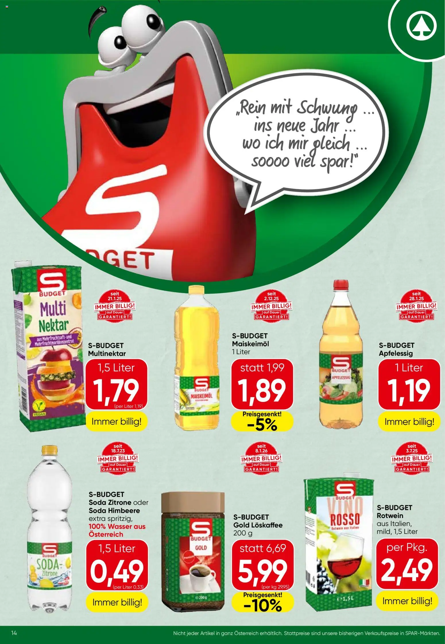 Spar Flugblatt - Tirol gültig ab 22.01.2026 | Seite: 14 | Produkte: Wasser, Zitrone, Himbeere