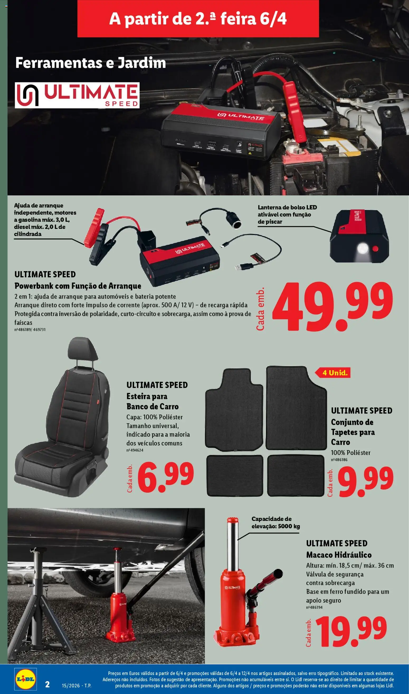 Lidl Novidades │ válido de 06.04.2026 | Página: 2 | Produtos: Ferro, Base, Lanterna, Bateria