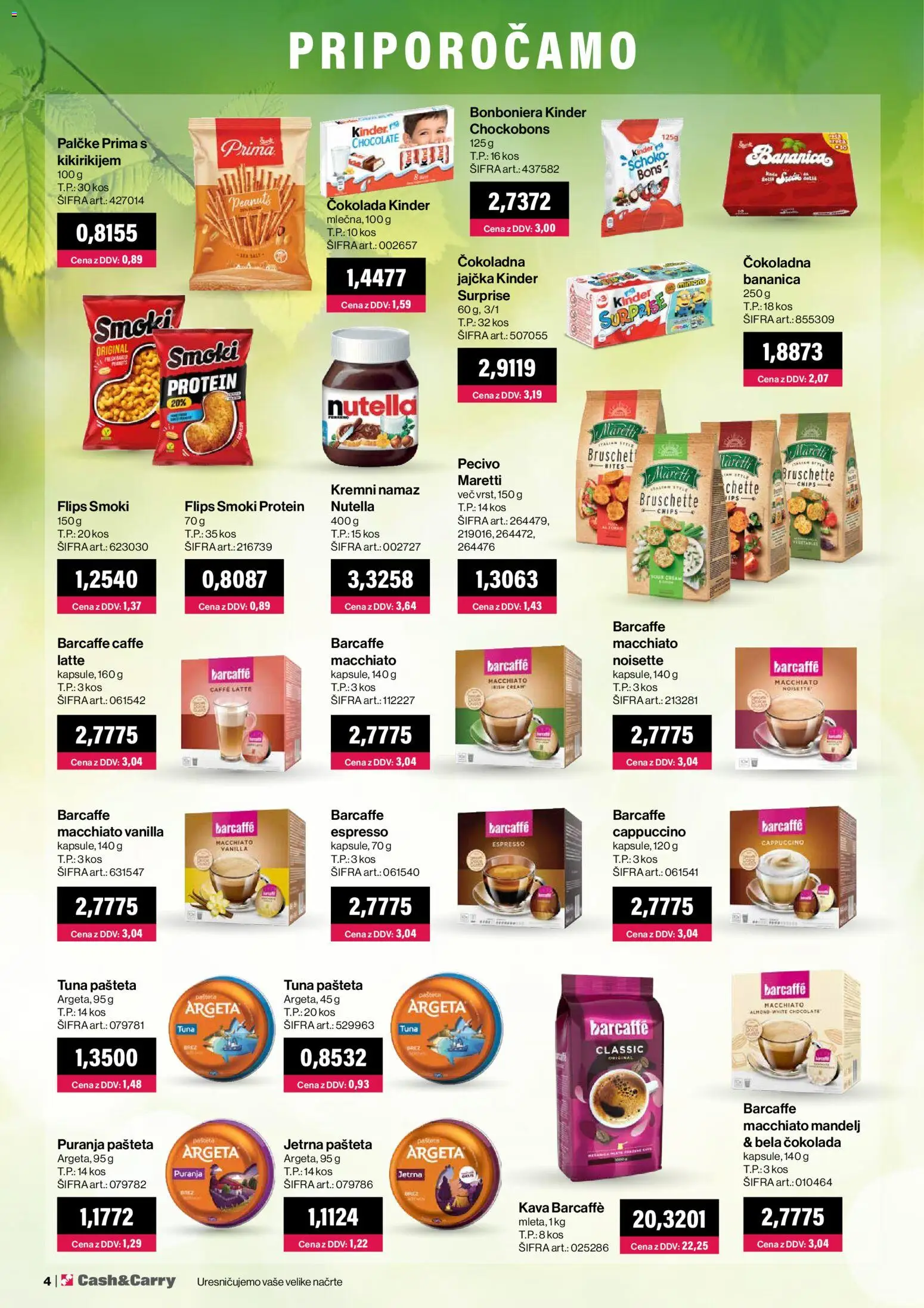 Novi Mercator katalog ponudbe – veljaven od 01.04.2026 | Stran: 4 | Izdelki: Tuna, Kos, Kava, Cokolada