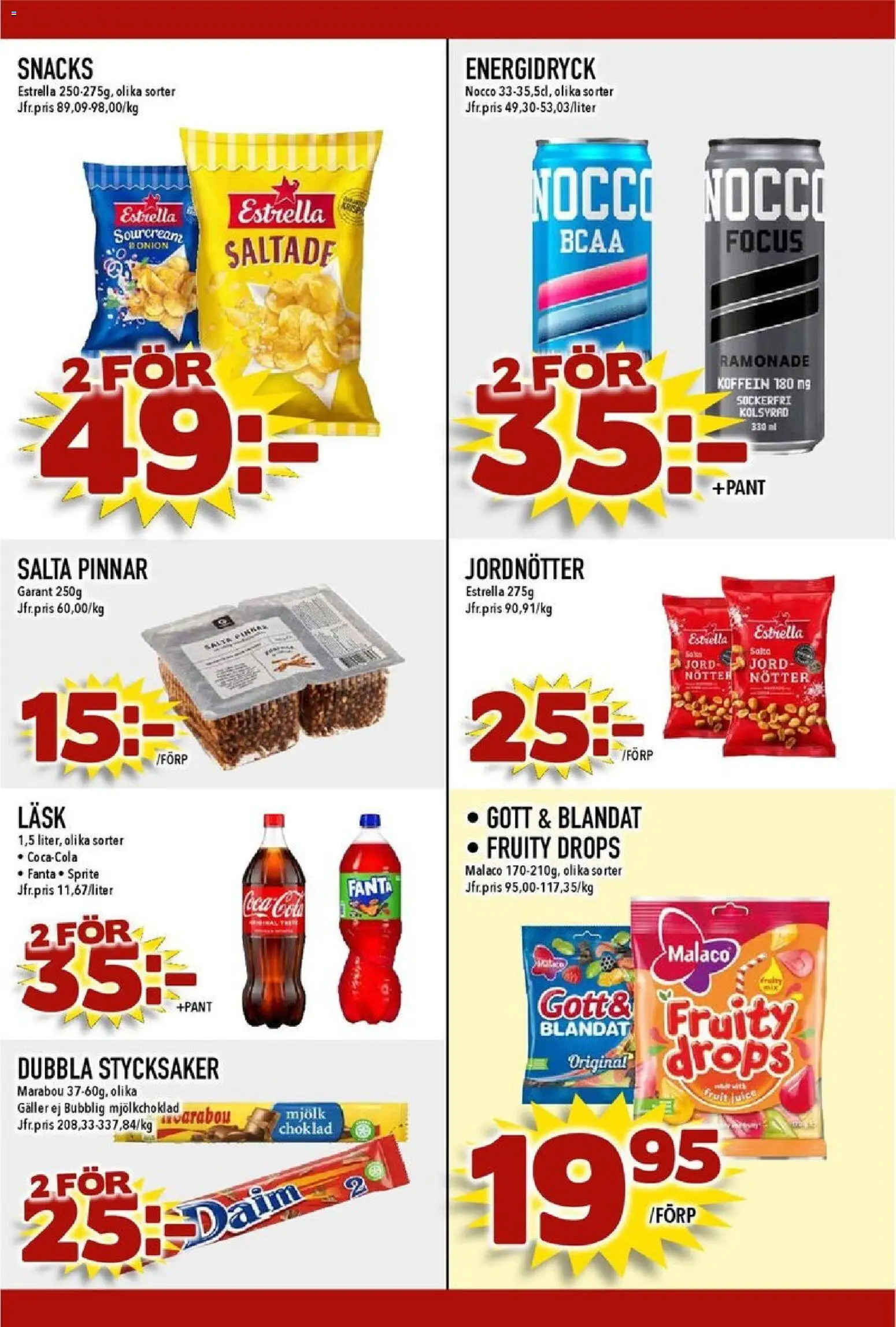Matdax reklamblad aktuell från 26.01.2026 | Sida: 21 | Produkter: Fanta, Choklad, Juice, Nötter