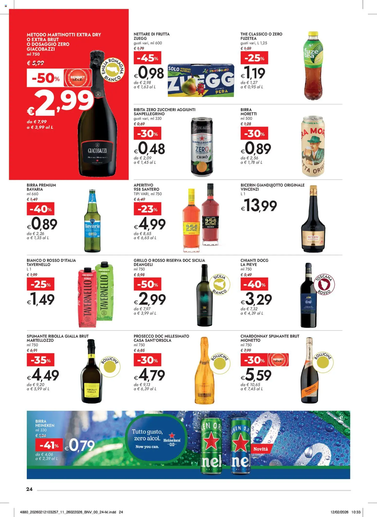 Volantino bennet del 26.02.2026 | Pagina: 24 | Prodotti: Prosecco, Vino, Spumante, Bibita