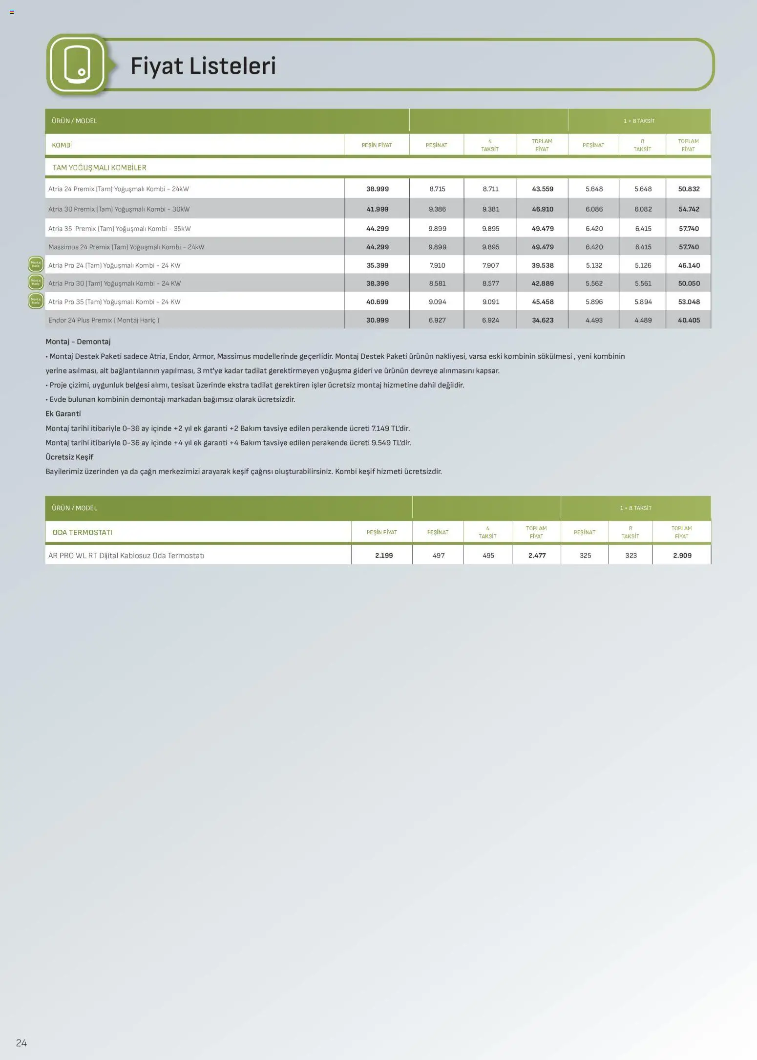 Arçelik İklimlendirme Kataloğu - 01.01.2026 tarihinden itibaren geçerlidir | Sayfa: 24