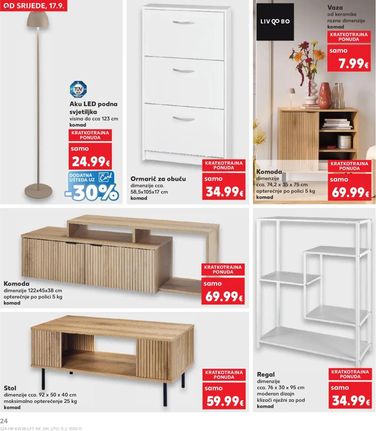 Kaufland katalog | vrijedi od 17.09.2025 | Stranica: 24 | Proizvodi: Komoda, Vaza, Svjetiljka, Regal