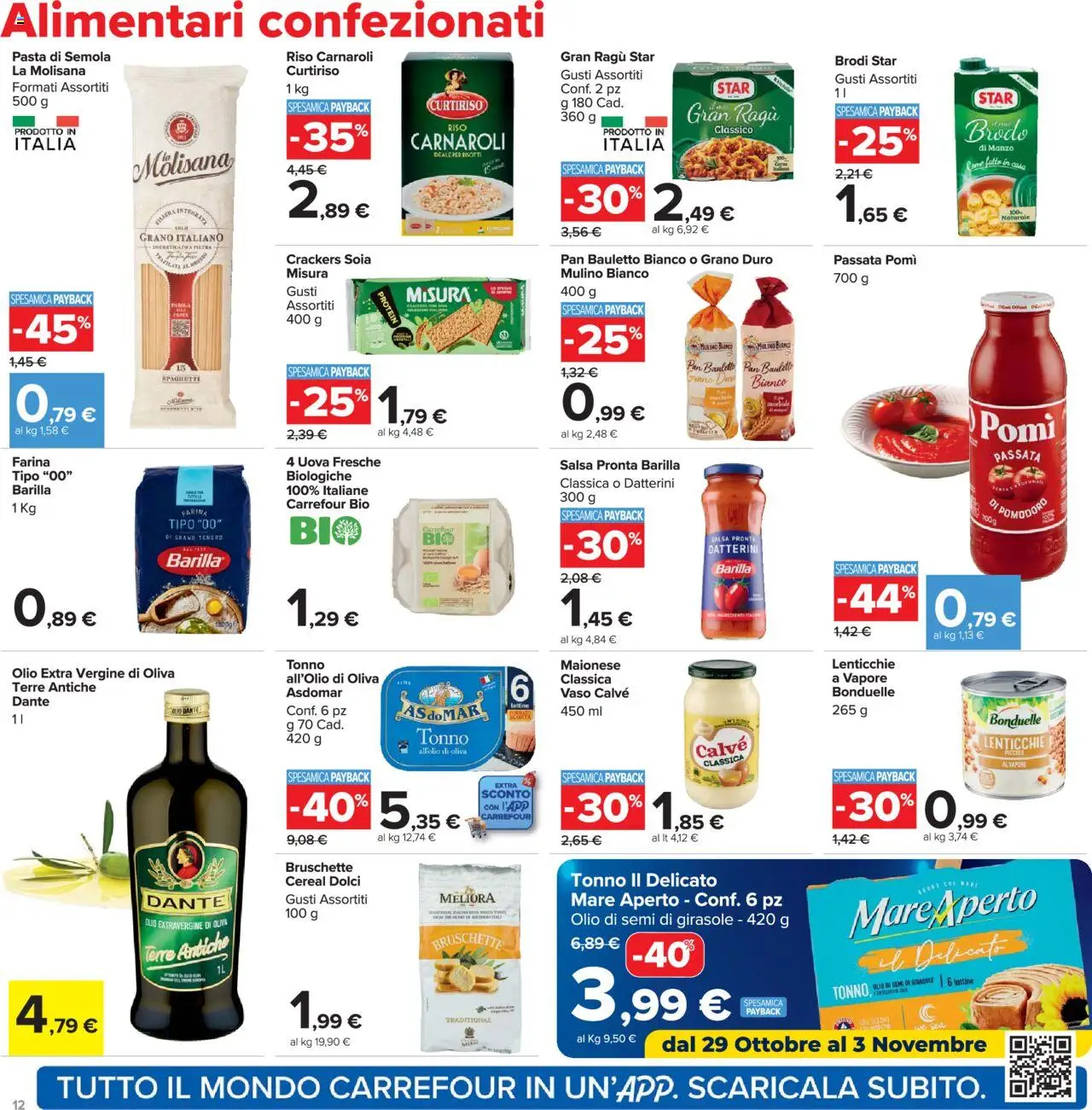 Volantino Carrefour del 20.10.2025 | Pagina: 12 | Prodotti: Manzo, Lenticchie, Pasta, Vaso