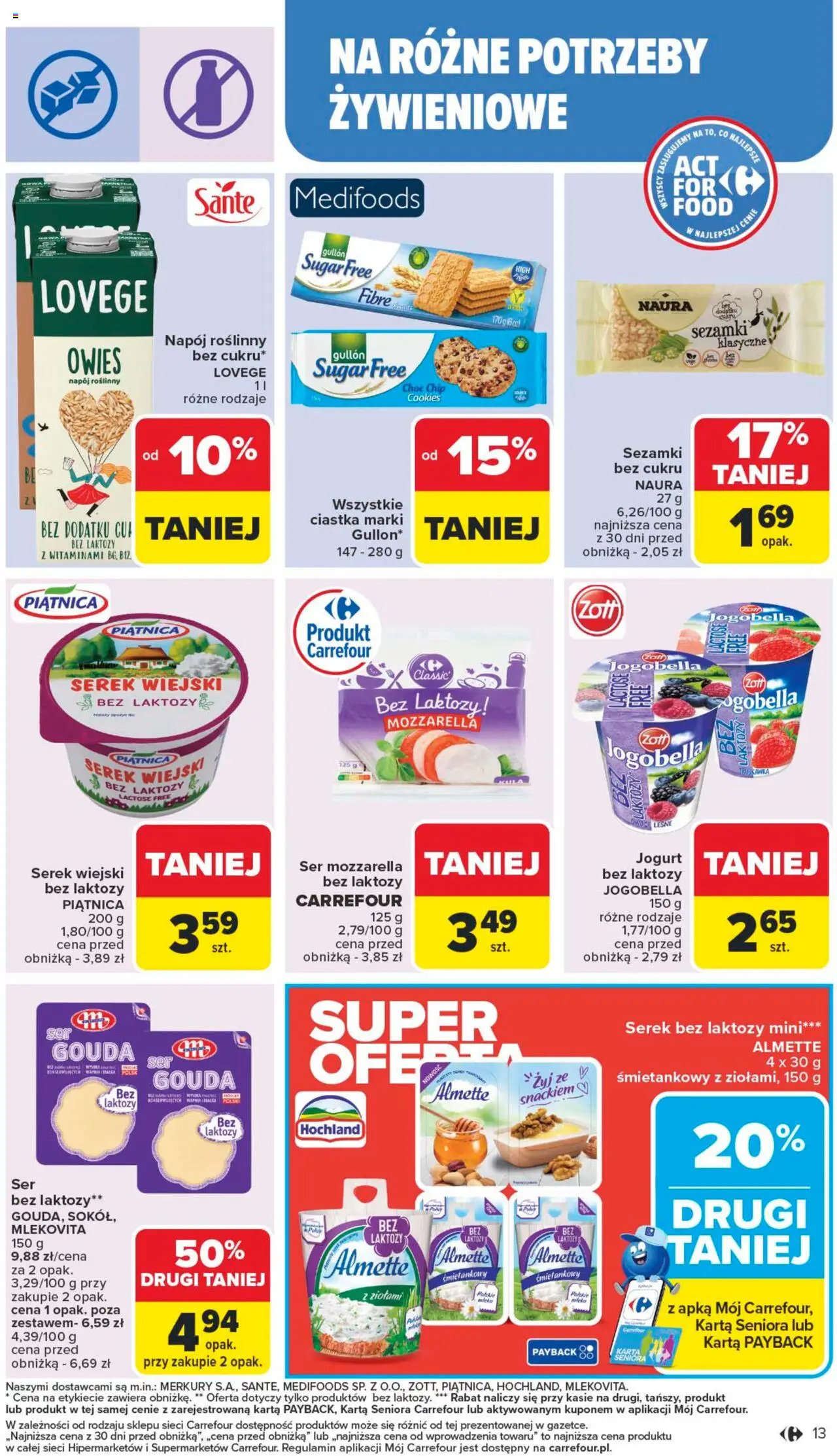 Carrefour Gazetka od 13.10.2025 | Strona: 13 | Produkty: Serek, Ser, Mozzarella, Ciastka
