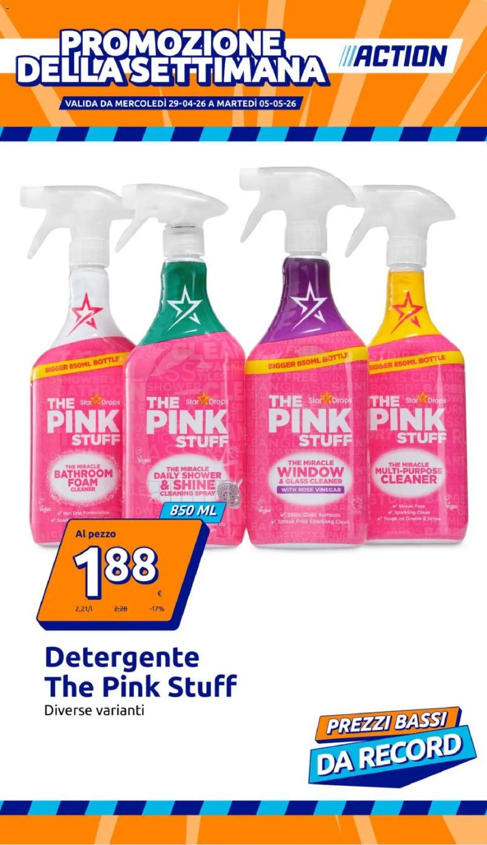 Volantino Action del 29.04.2026 | Pagina: 1 | Prodotti: Detergente, The