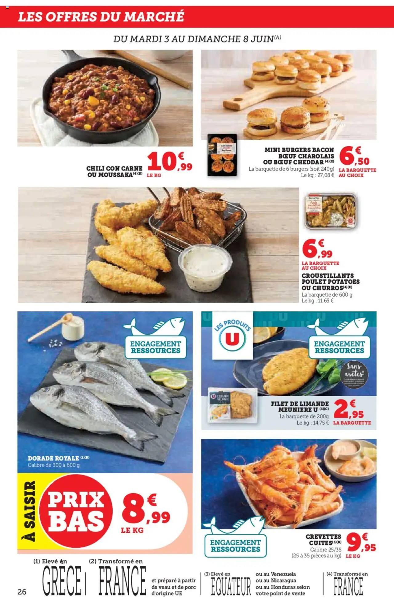  | Page: 26 | Produits: Crevettes, Dorade royale, Porc, Cheddar