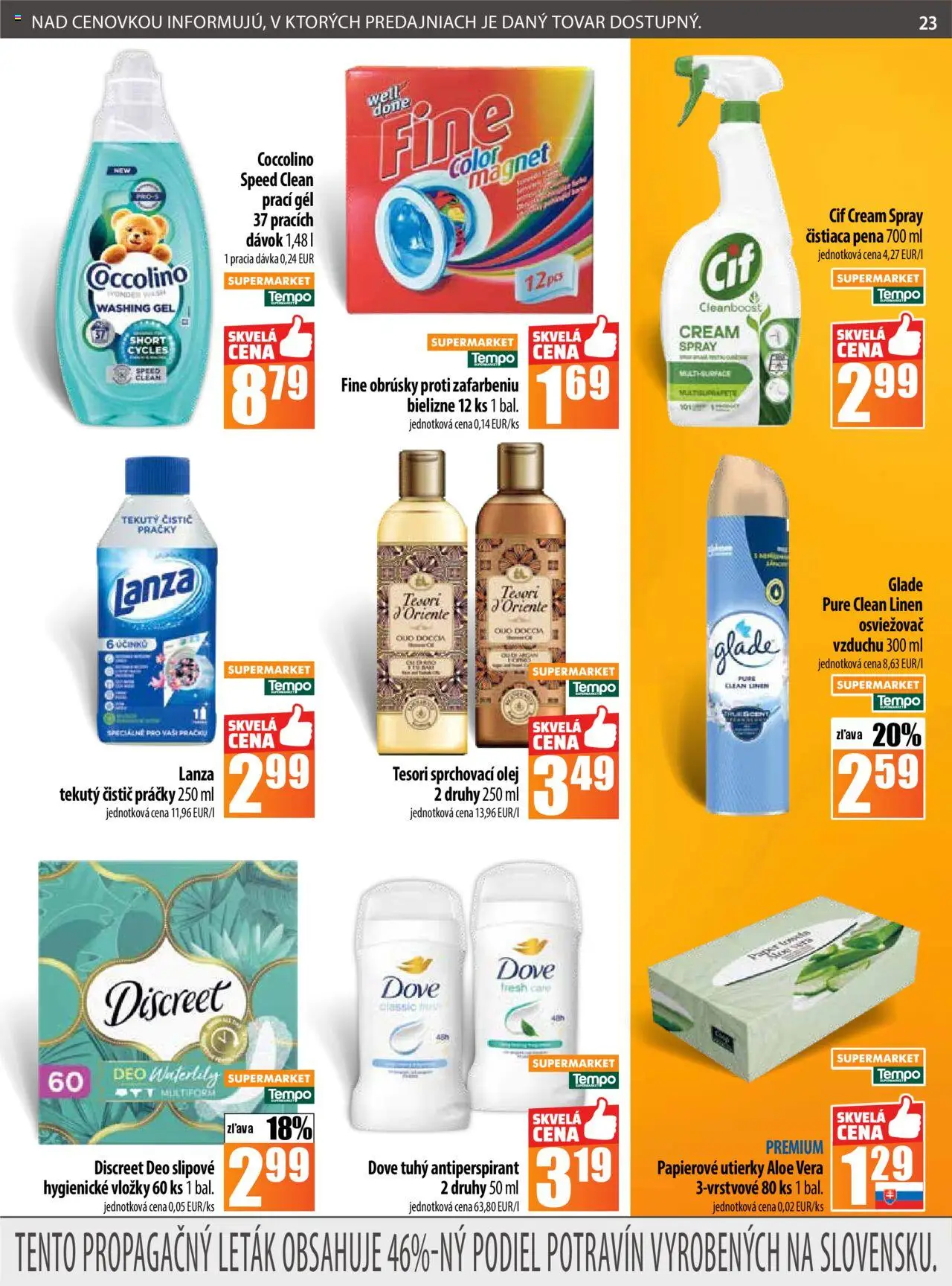COOP Jednota leták │ platný od 07.08.2025 | Strana: 23 | Produkty: Práčky, Olej, Cif