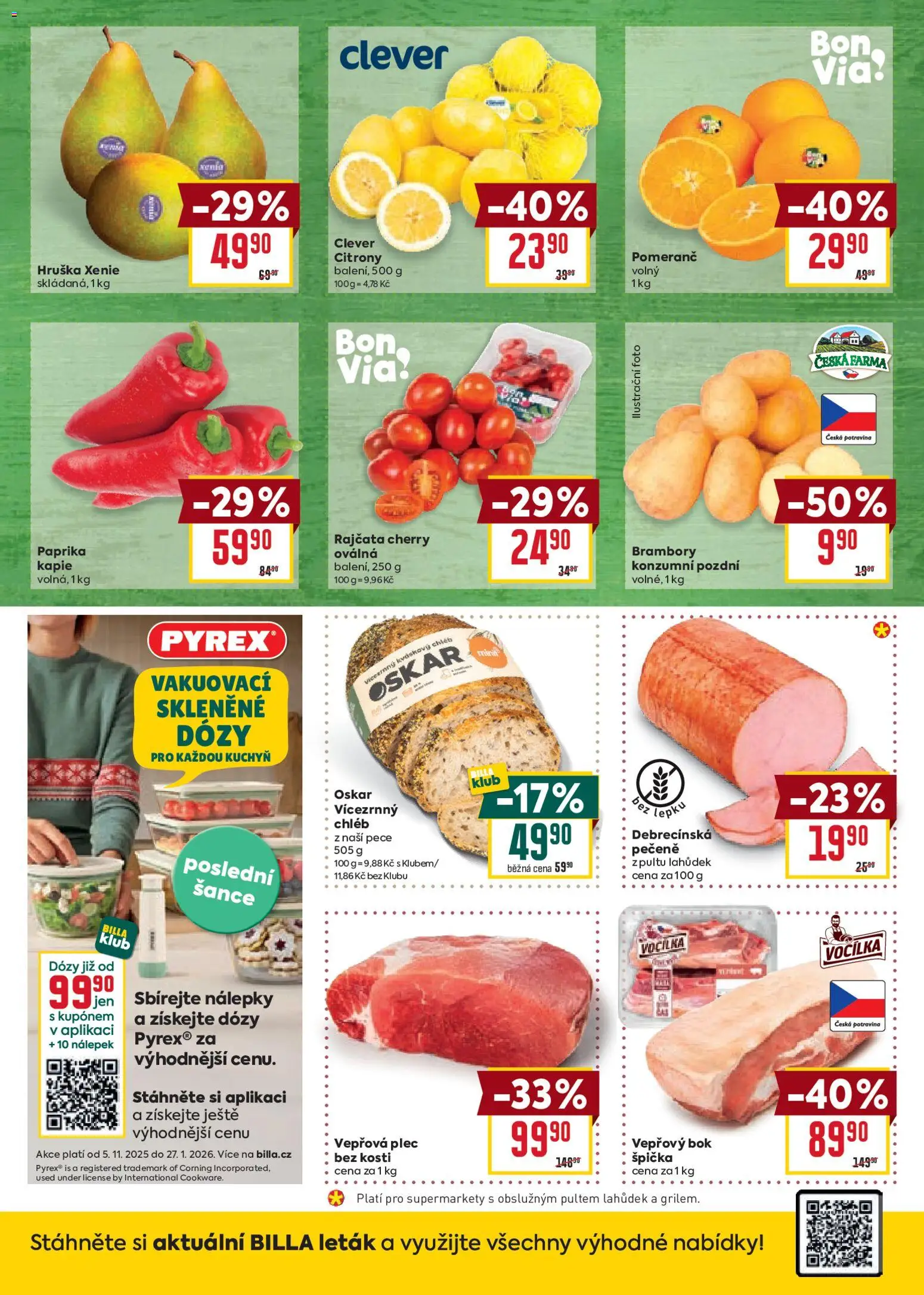 Billa Malý leták od 14.01.2026 | Strana: 2 | Produkty: Paprika, Citróny, Vepřová plec, Clever
