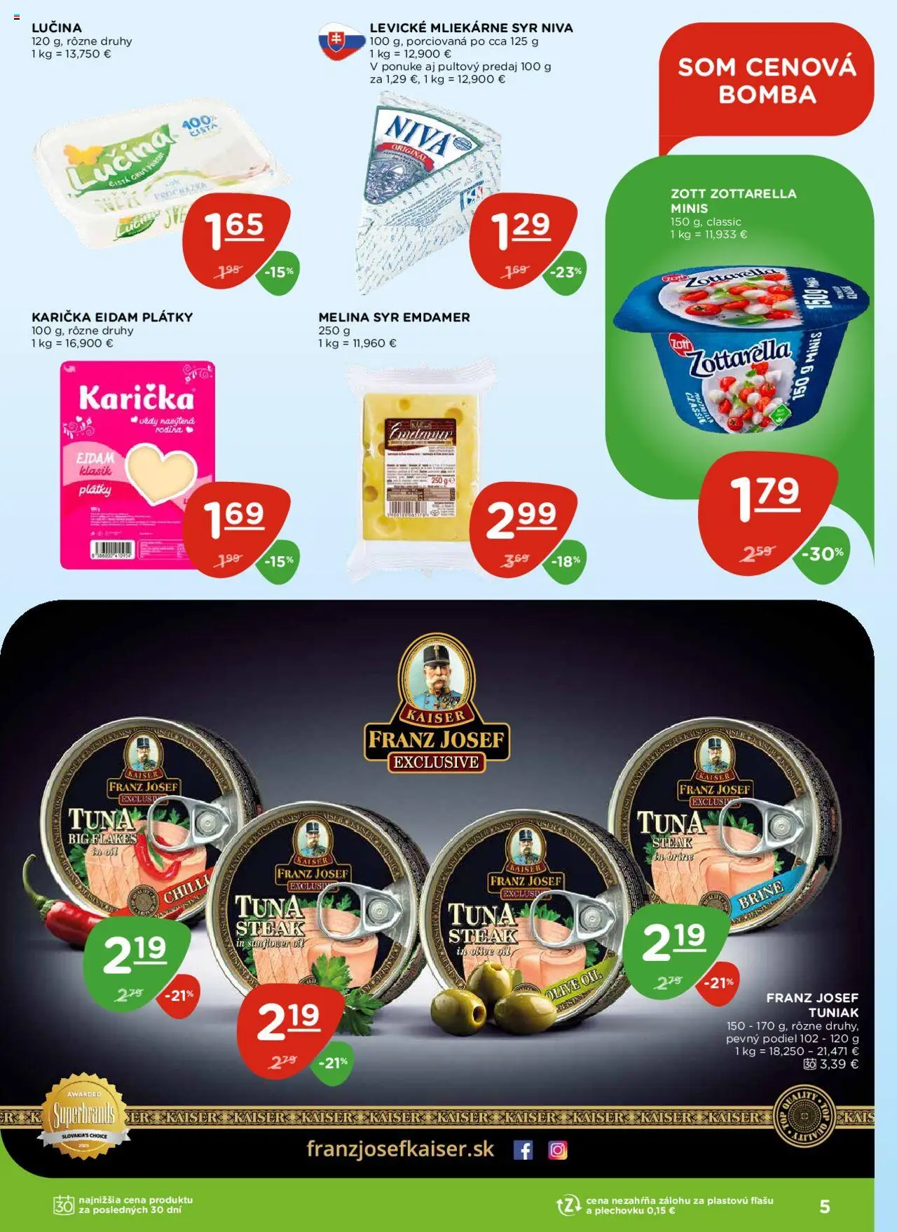 Nové Terno akcie – leták je platný od 16.10.2025 | Strana: 5 | Produkty: Syr, Tuniak, Eidam, Steak