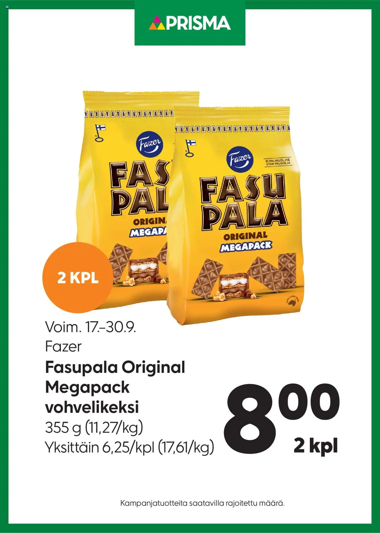 Prisma tarjoukset Fasupala – voimassa 17.09.2025 alkaen | Sivu: 1