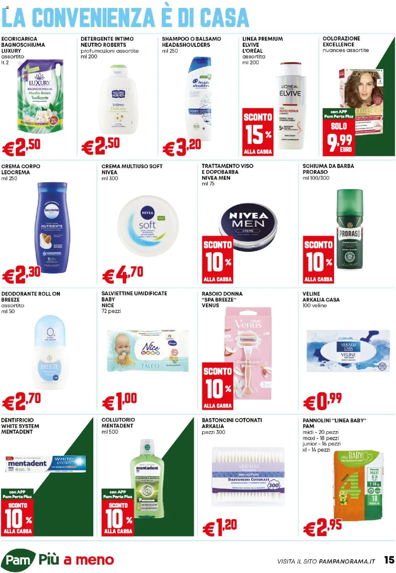 Volantino PAM del 21.08.2025 | Pagina: 15 | Prodotti: Shampoo, Balsamo, Deodorante, Detergente
