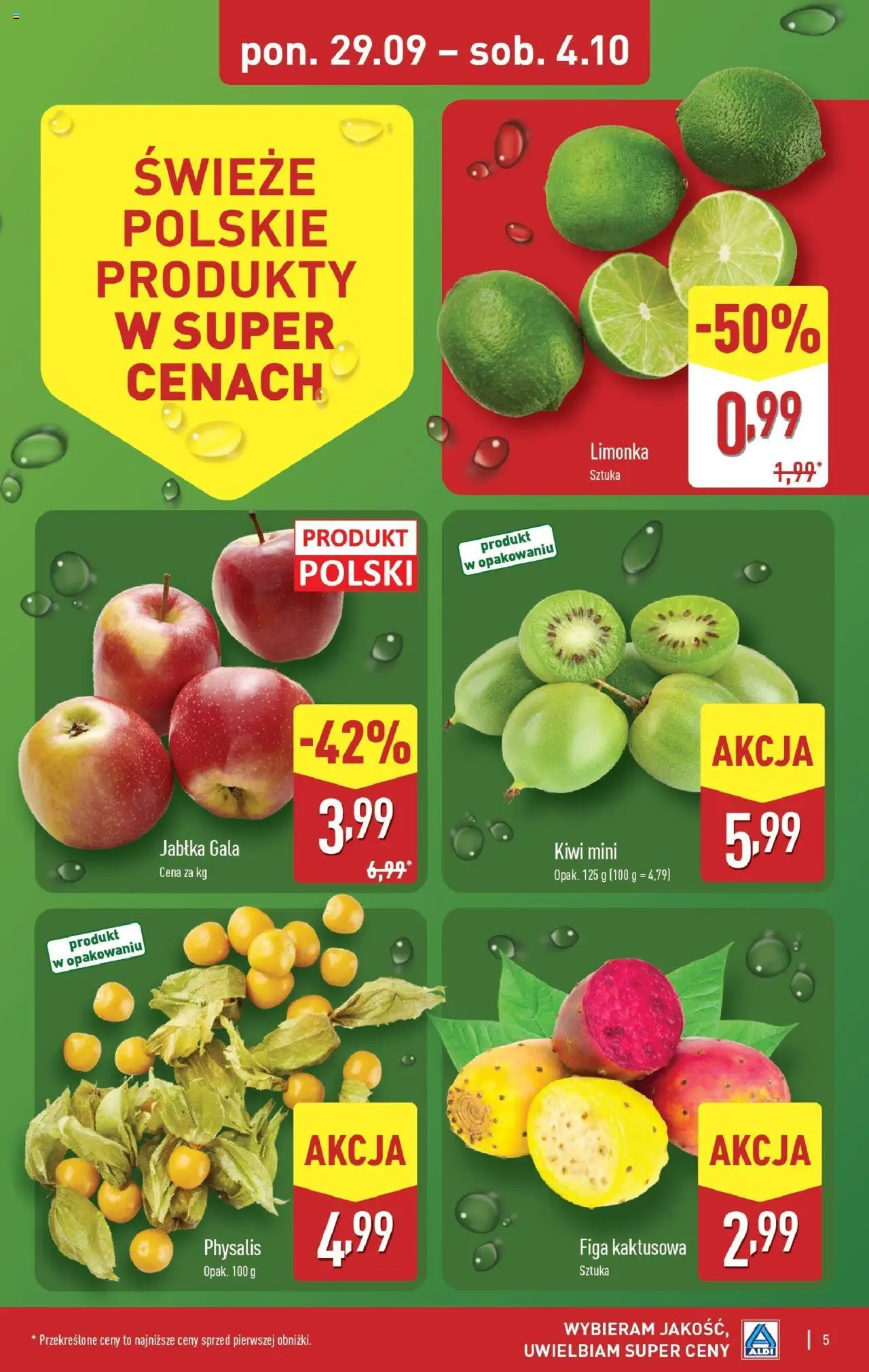 Aldi Gazetka od 29.09.2025 | Strona: 5 | Produkty: Limonka, Jabłka, Kiwi