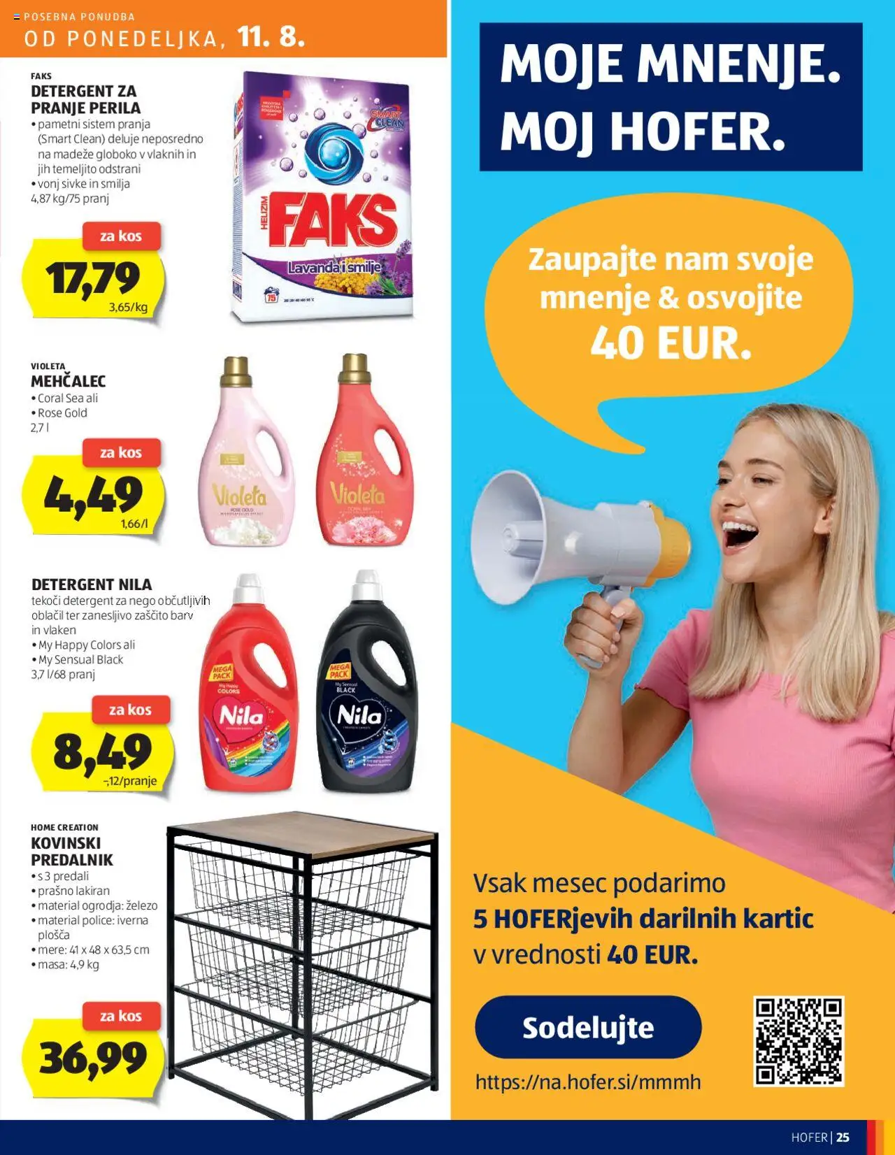 Hofer katalog │ velja od 07.08.2025 | Stran: 25 | Izdelki: Mehčalec, Predalnik, Kos, Detergent