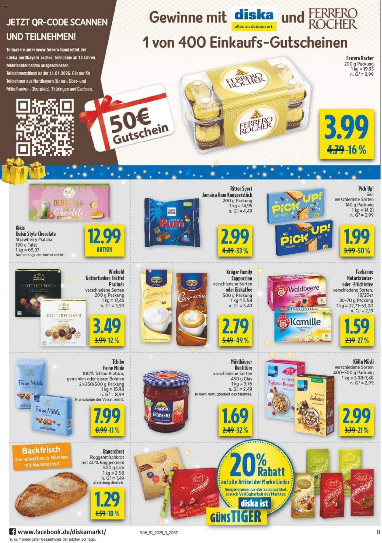 Diska - Diska Angebote Sachsen-Thüringen KW51 – gültig ab 15.12.2025 | Seite: 8 | Produkte: Musli, Kolln, Ferrero rocher, Ritter sport