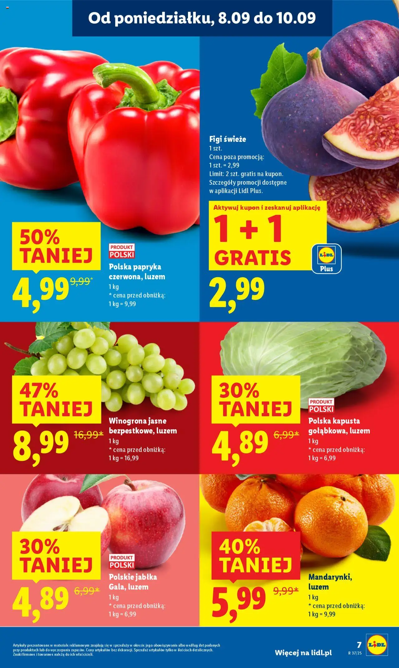 Lidl Gazetka od 08.09.2025 | Strona: 9 | Produkty: Kapusta, Winogrona, Papryka, Jabłka
