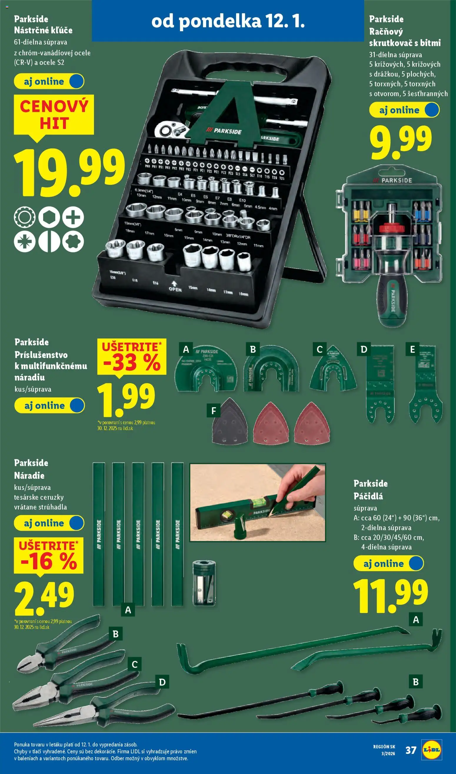 Nové Lidl akcie – leták je platný od 12.01.2026 | Strana: 43 | Produkty: Skrutkovač, Náradie, Parkside