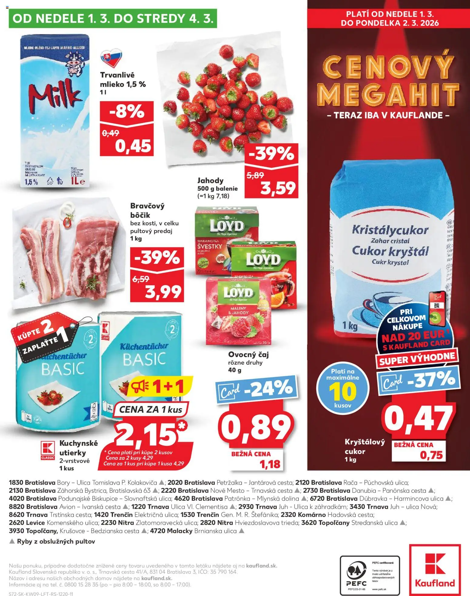 Nové Kaufland akcie – leták je platný od 26.02.2026 | Strana: 72 | Produkty: Mlieko, Čaj, Jahody, Maliny