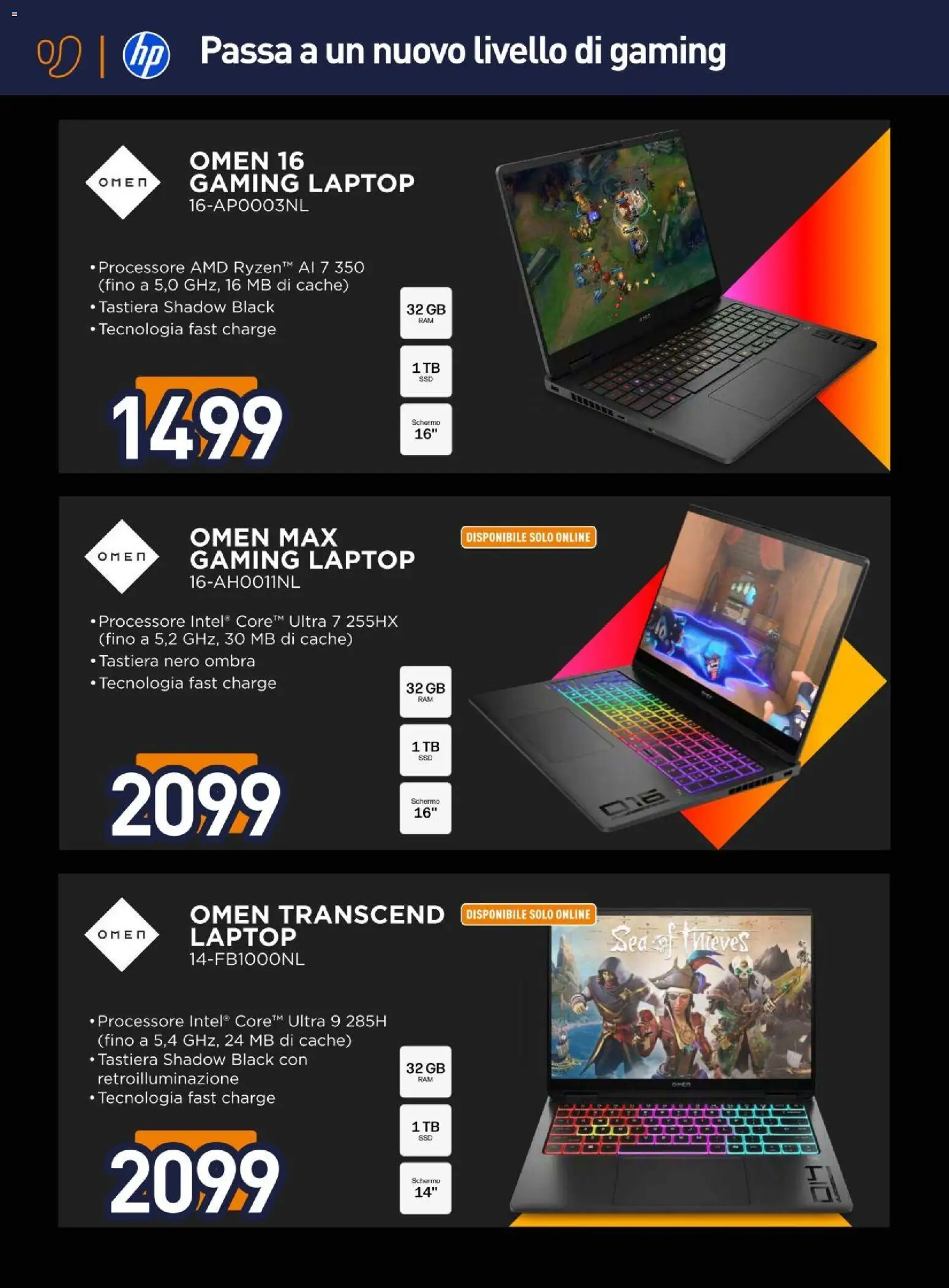 Volantino Unieuro del 16.02.2026 | Pagina: 16 | Prodotti: Schermo, Laptop, Tastiera