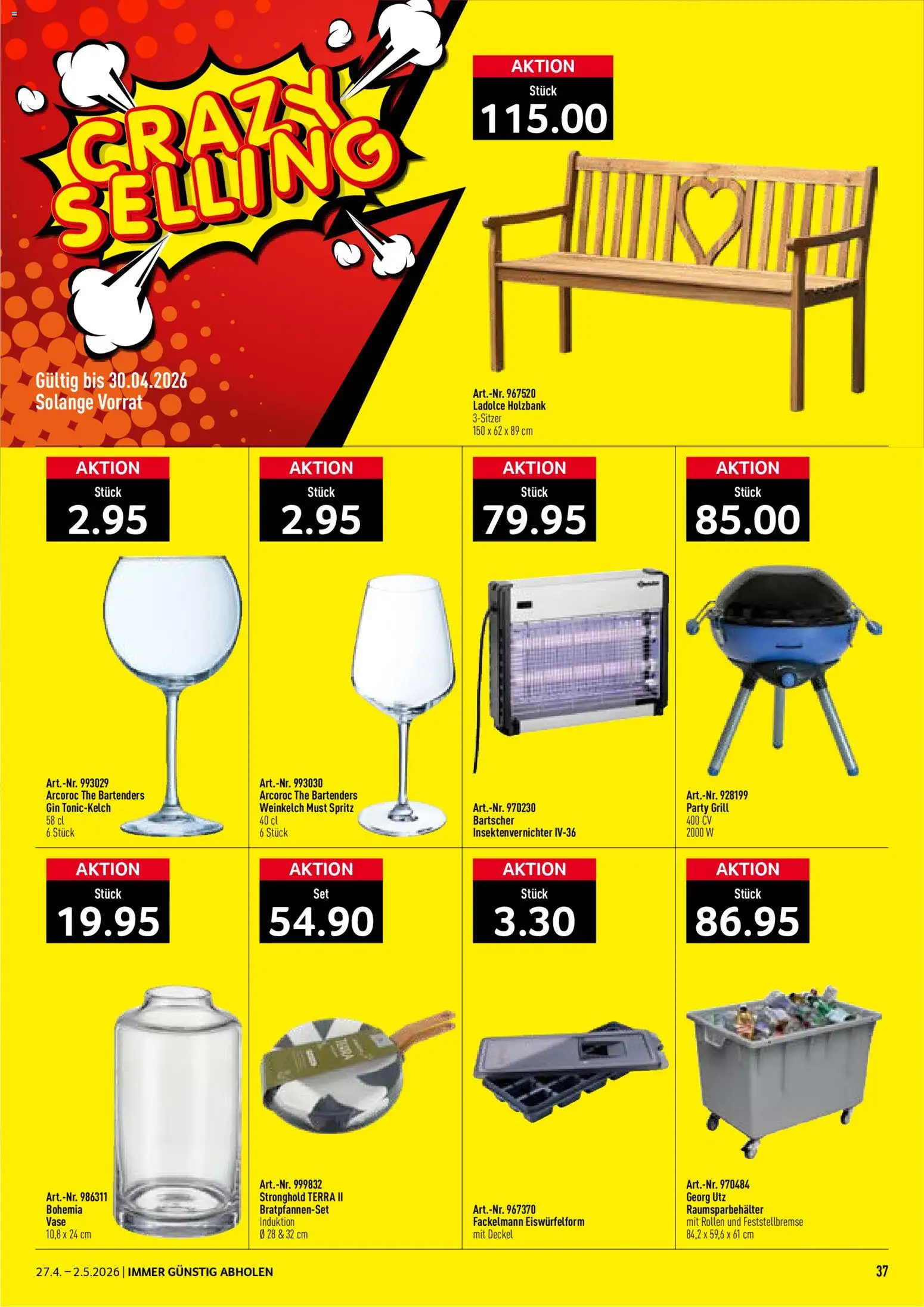 Prodega aktionen – gültig ab 27.04.2026 | Seite: 37 | Produkte: Vase, Gin, Grill