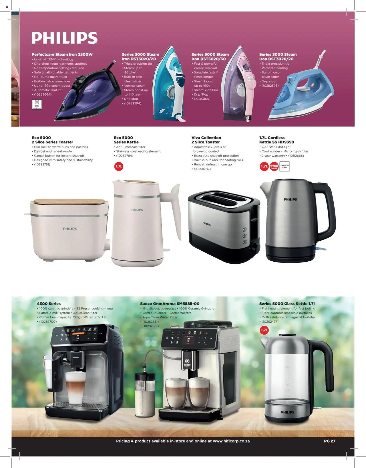 HiFi Corp - Extended Range Catalogue │ valid from 12.02.2024 | Page: 27 | Products: Kettle, Iron, Toaster, Light