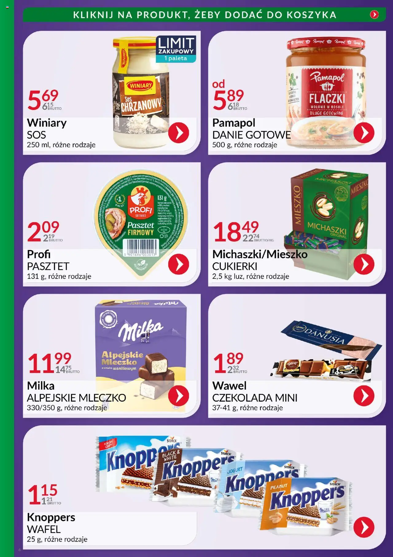 Eurocash Gazetka - Ofensywa Cenowa Spożywcza od 19.10.2025 | Strona: 6 | Produkty: Knoppers, Jogurt, Czekolada, Cukierki