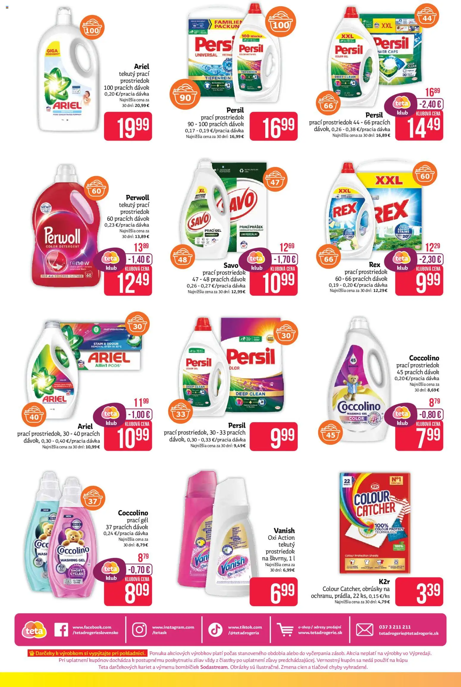 Nové Teta drogerie akcie – leták je platný od 02.03.2026 | Strana: 16 | Produkty: Persil, Perwoll, Savo, Vanish
